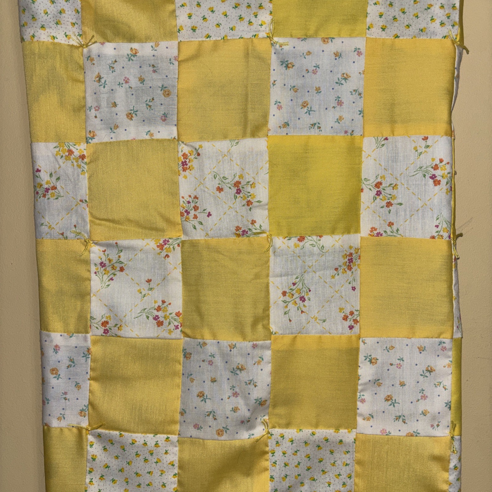 Sunny Yellow Patchwork Hap/Throw Approx 38”x42”