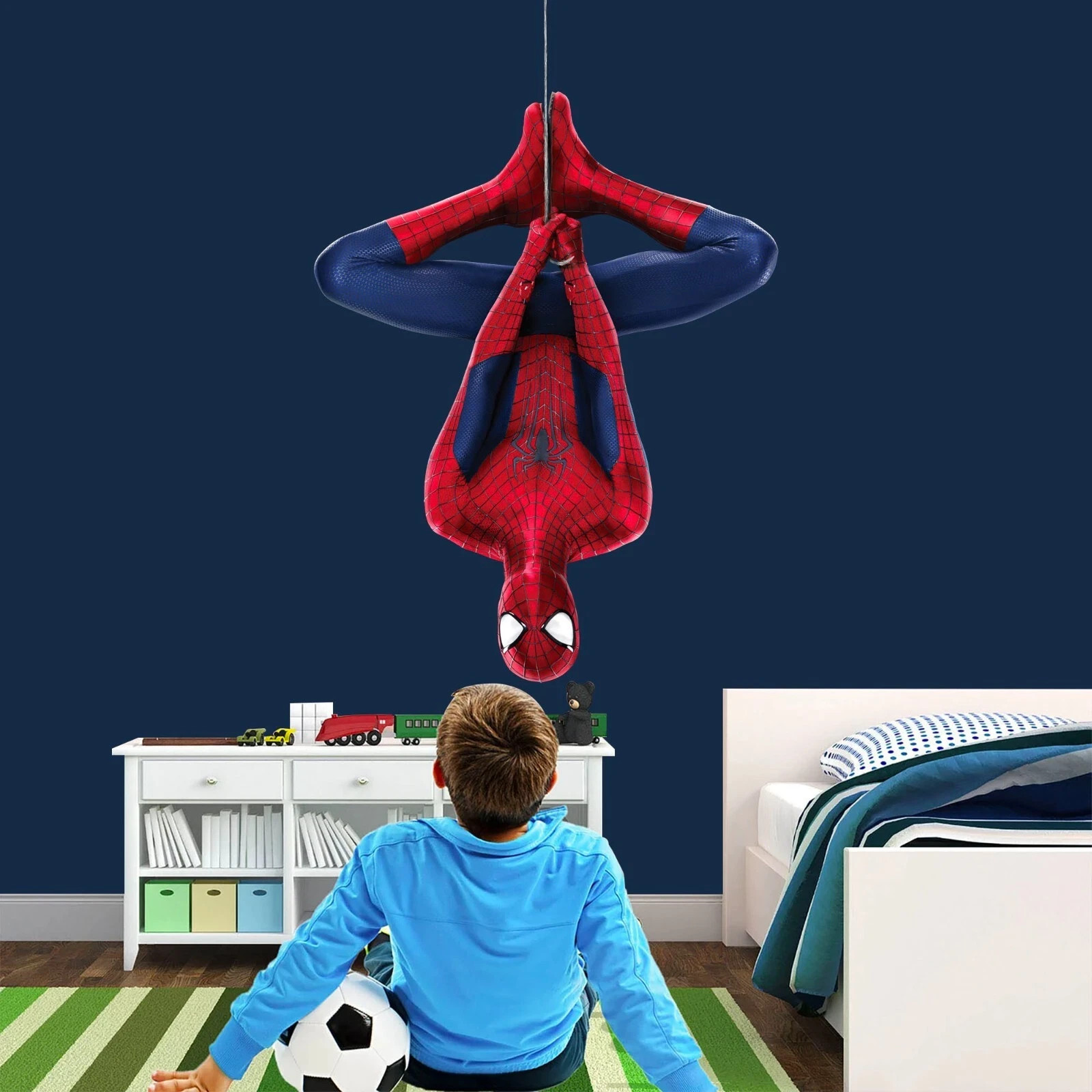 Spider Man Hanging Wall Sticker Superhero Vinyl Decal for Kids Room Decor Home