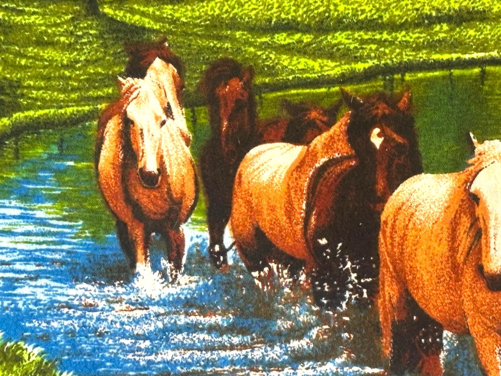 RJ Wild Horses Run 100% Cotton Tapestry Forest Mountain Scene 51.5×33.5
