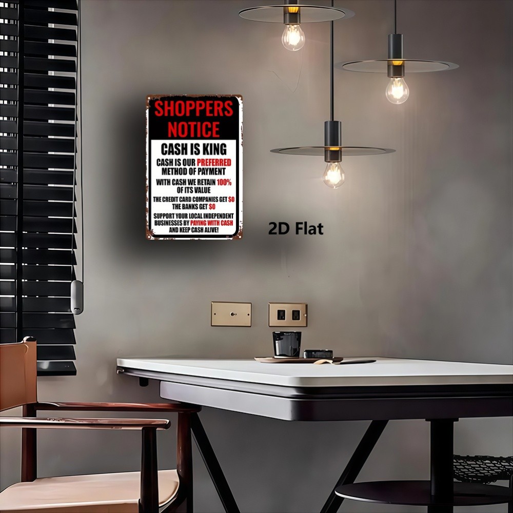 Vintage Shoppers Notice Cash Is King Metal Sign Retro Business Wall Decoration