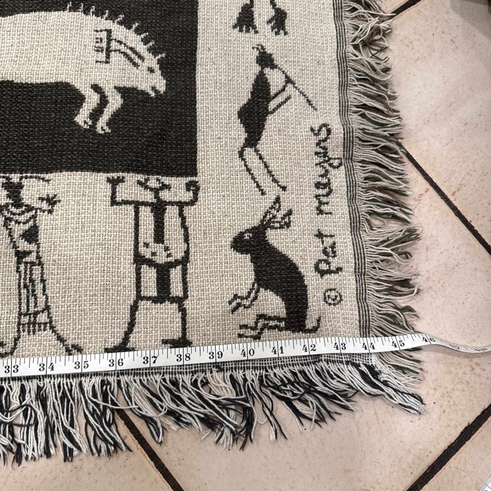 Goodwin Weavers Pat Meyers Throw Blanket Aztec 54” X54”Cocopelli Birds Animals