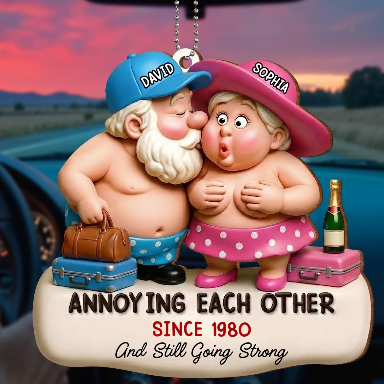 Custom Funny Couple Growing Old Together Car Hanger Ornament Valentine Gift