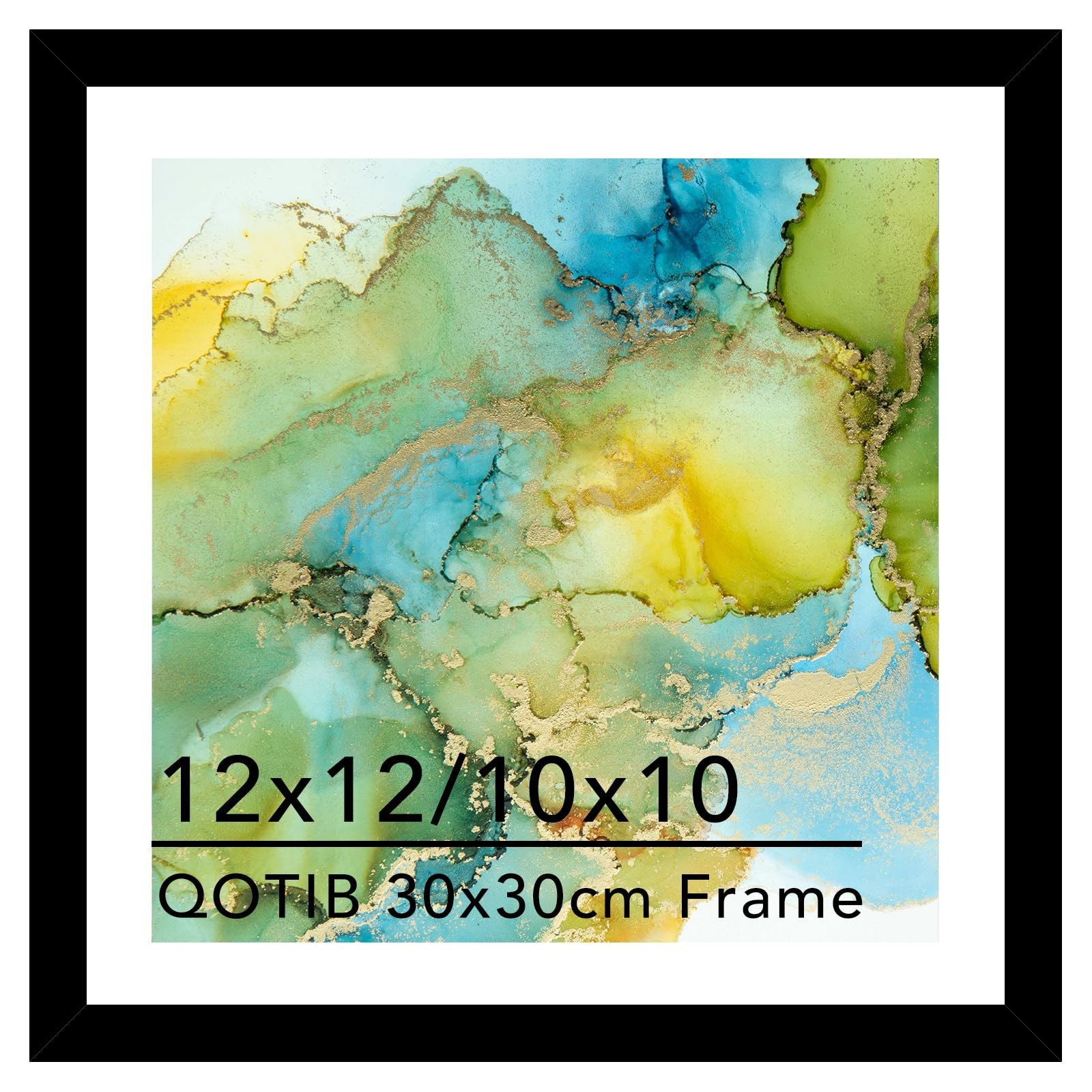 Wood 12×12 Frame Black with 10×10 Mat for 30 x 30cm Diamond Art Painting Display