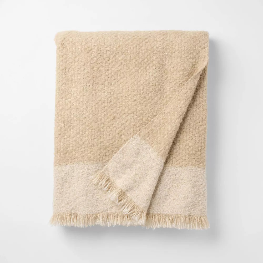 50″x60″ Tonal Woven Boucle Throw Blanket Cream – Threshold designed with Studio