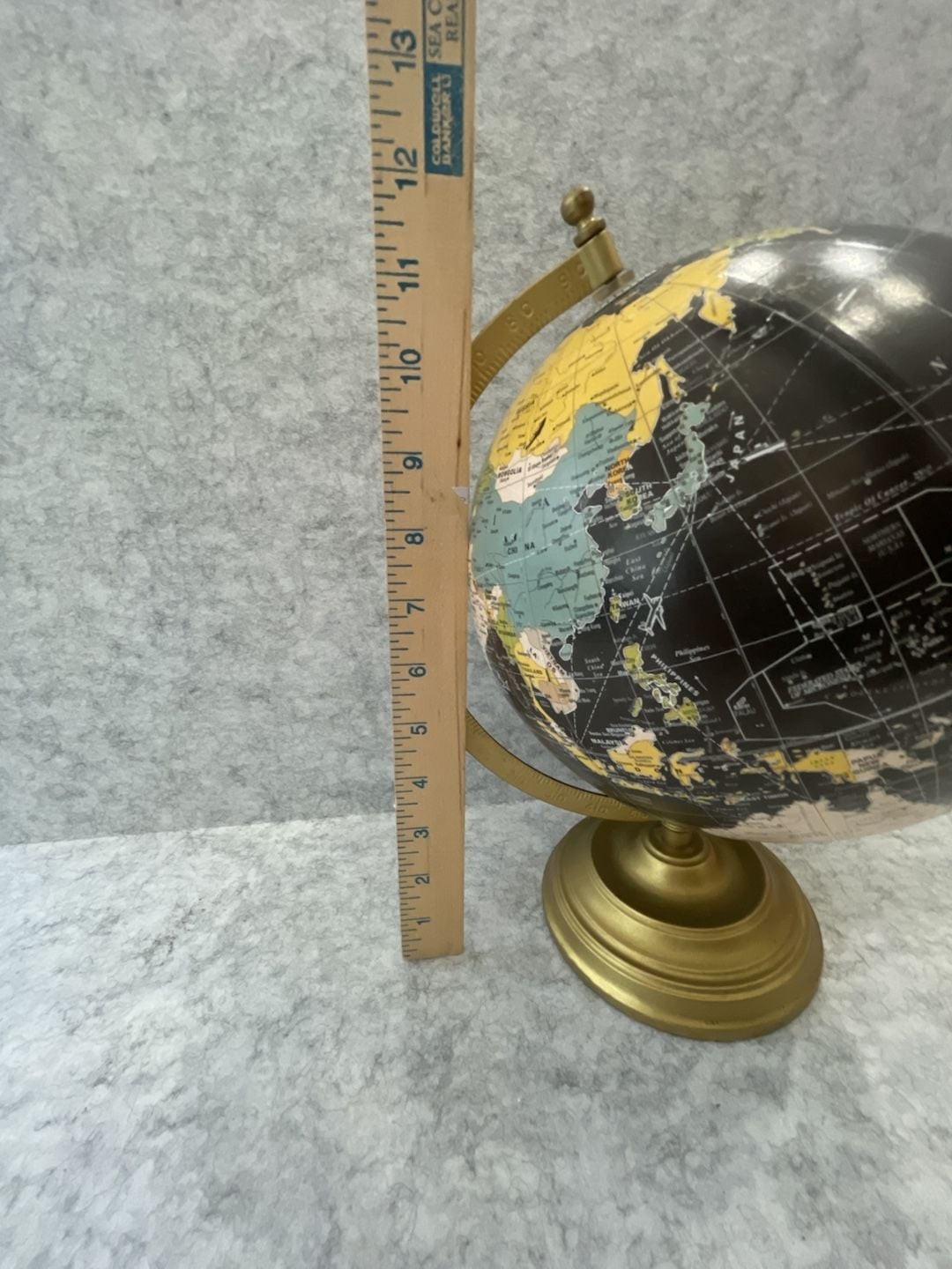 Decorative Black Ocean World Globe with Brass-Finish Stand