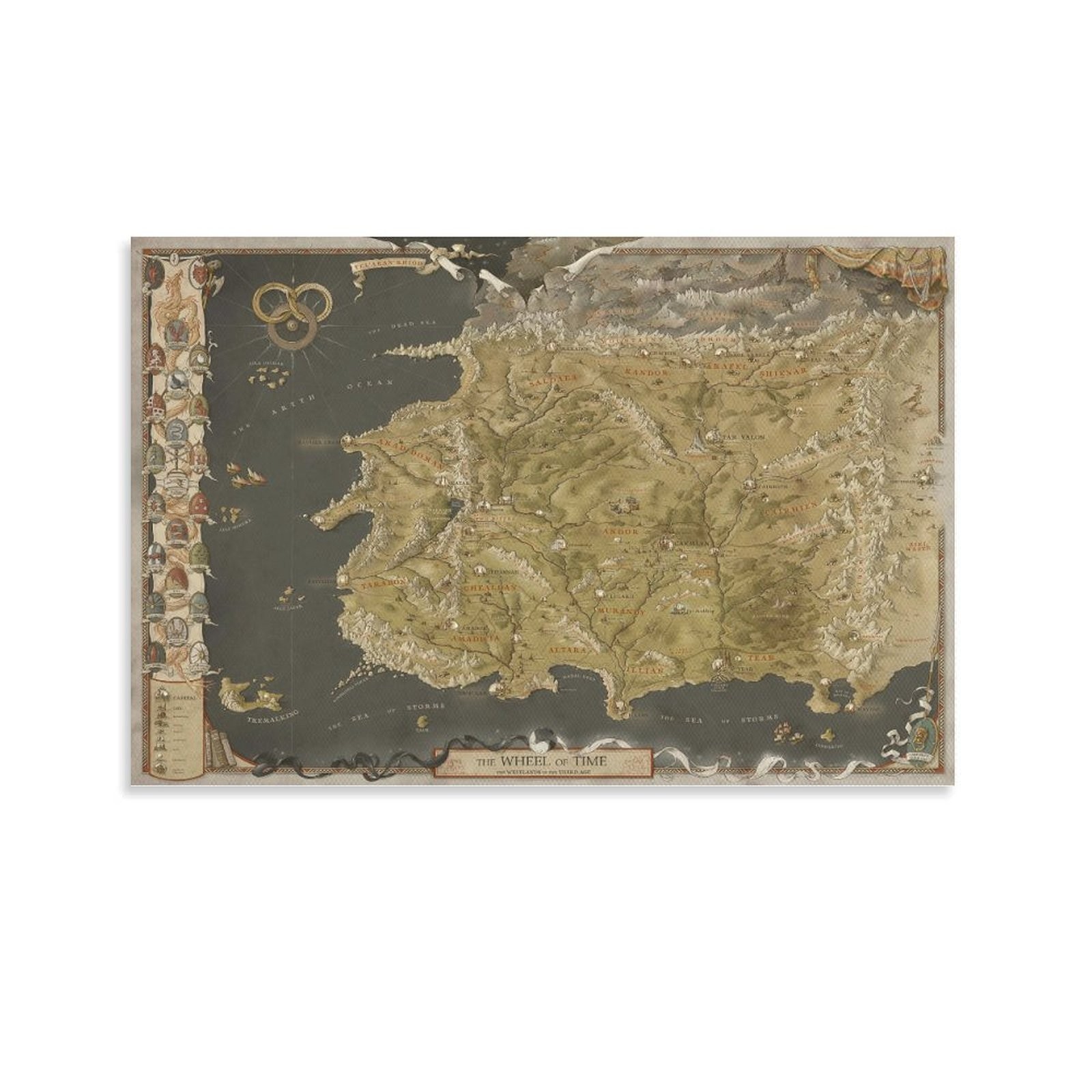 Wheel of Time Map of Middle-earth Motivational Words Home furnishing poster