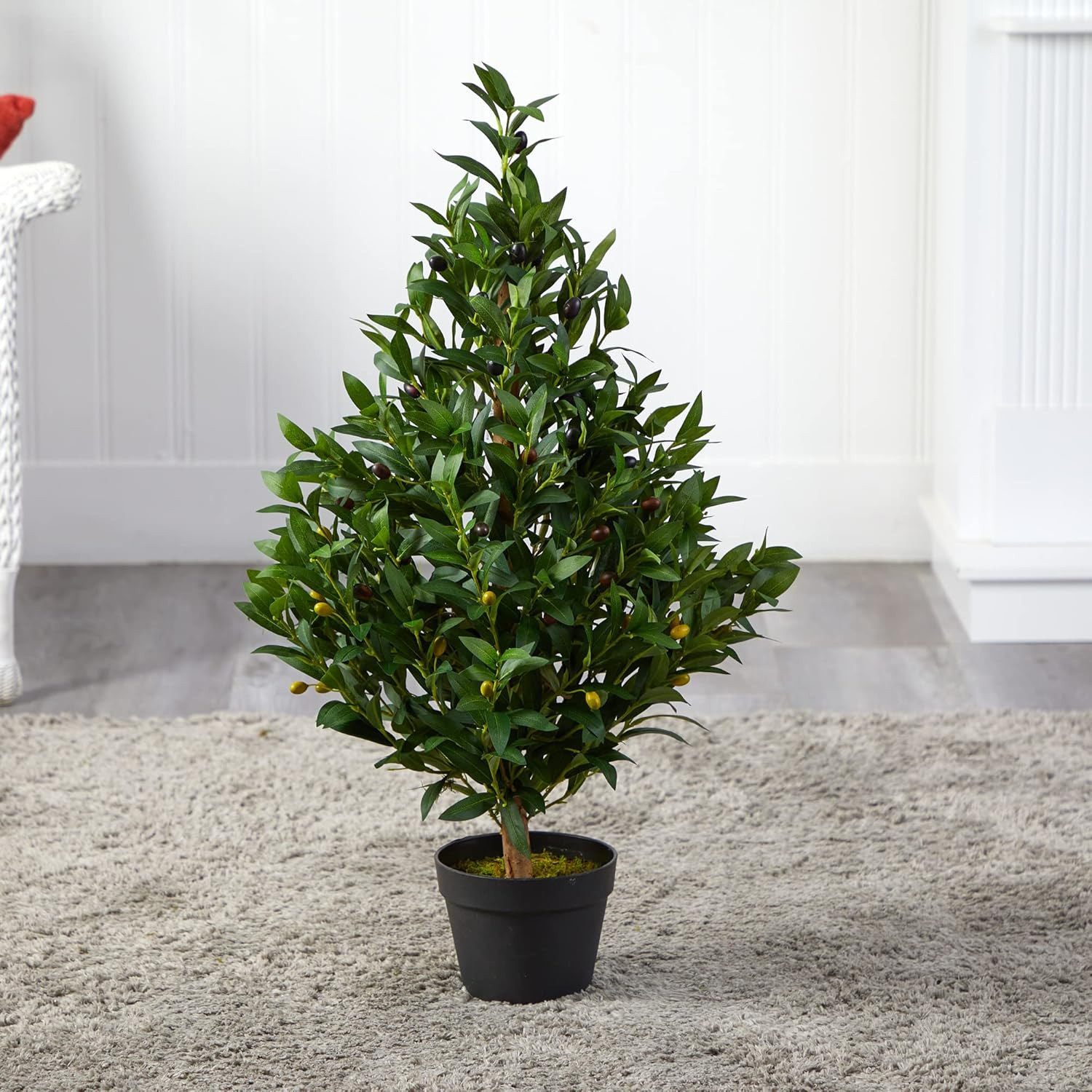 35-In. Olive Cone Topiary Artificial UV Resistant (Indoor/Outdoor) Silk Trees Gr
