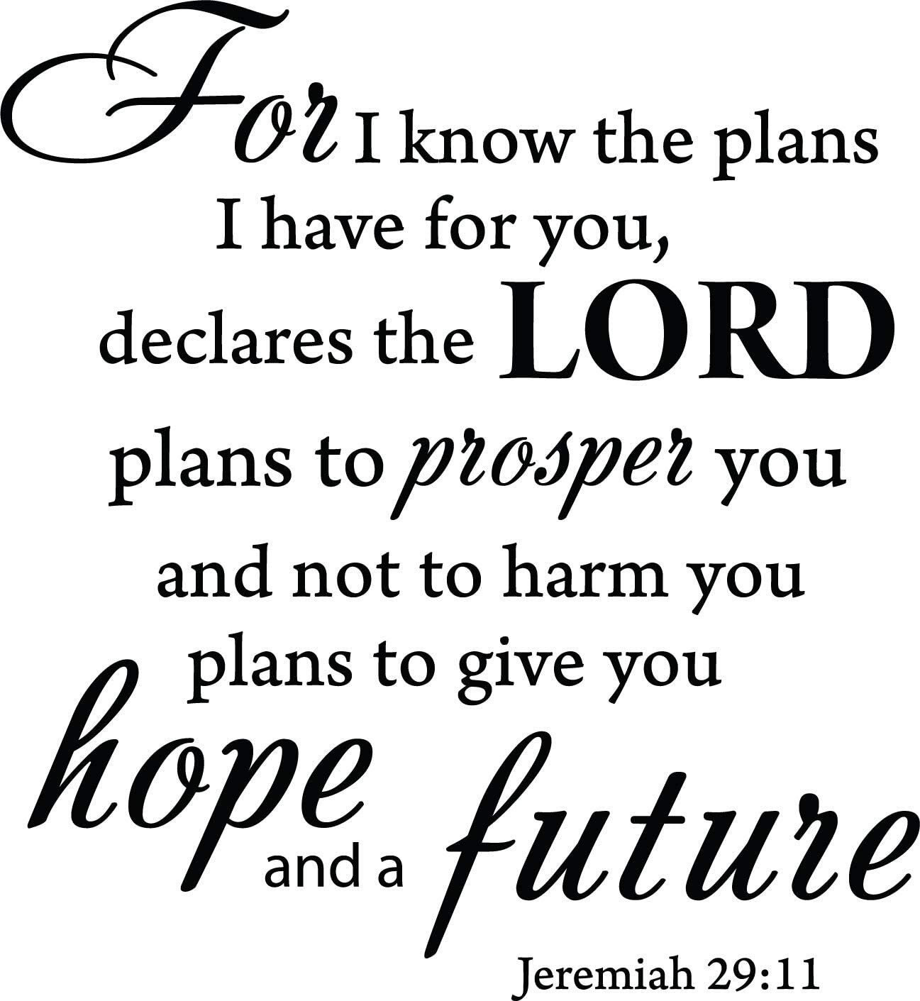 Jeremiah 29:11 Quotes Sayings Words Art Decor Lettering Vinyl Wall Bible Verse