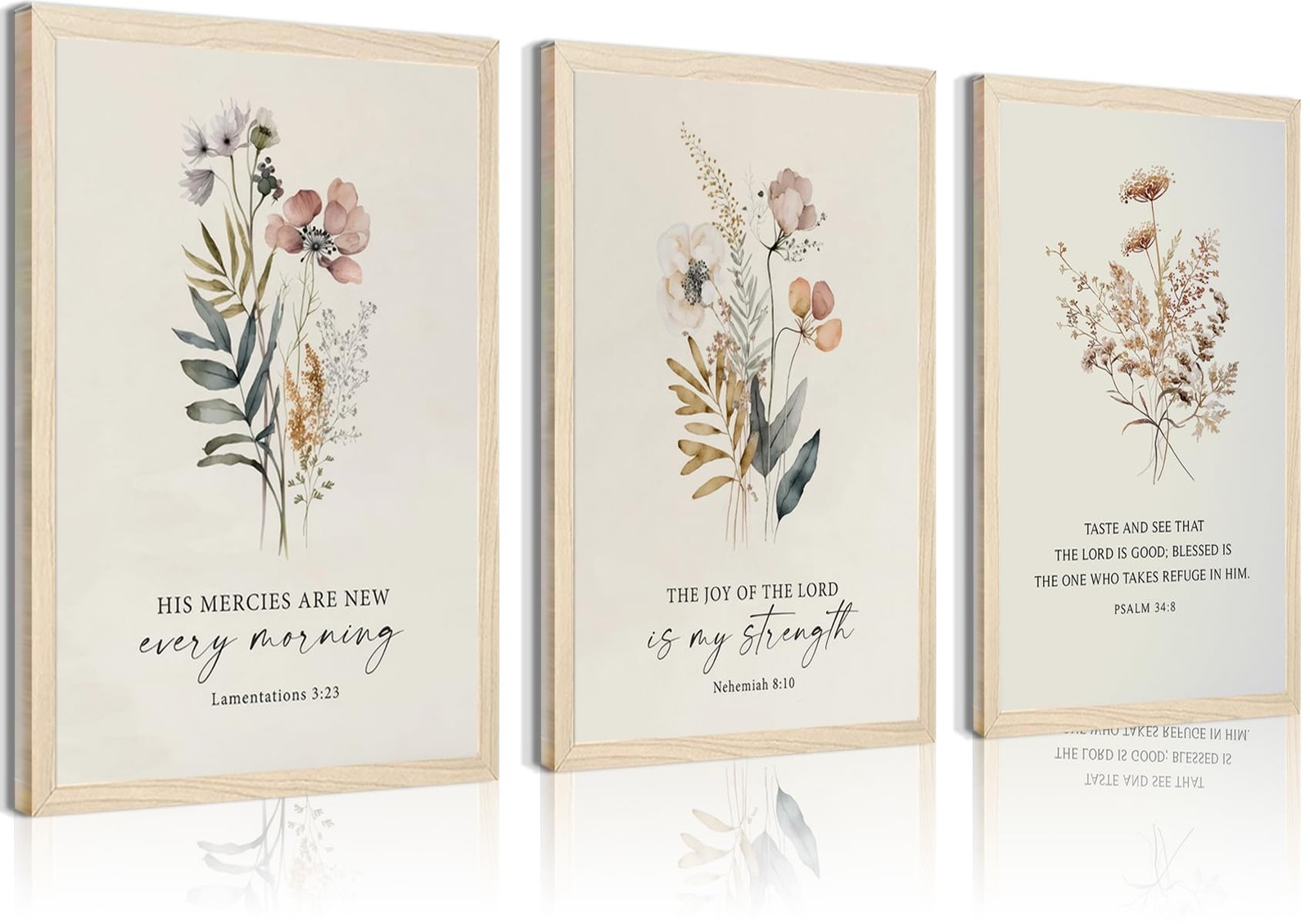 3 Pcs Christian Flower Wall Art Flower Scripture Wall Decor God Quotes Canvas…
