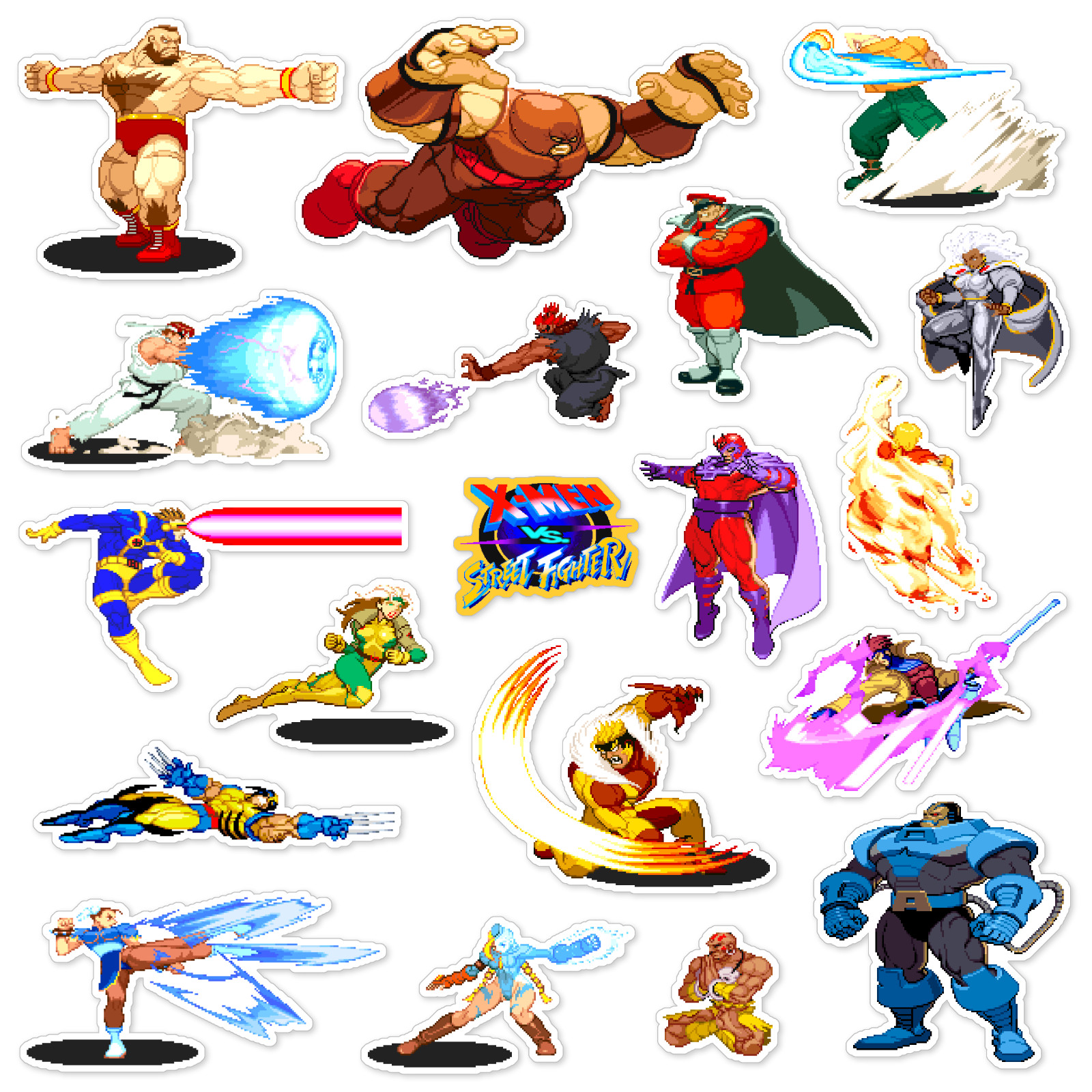 X-Men vs Street Fighter Stickers Arcade Game Pixel Art 19 Sticker Pack