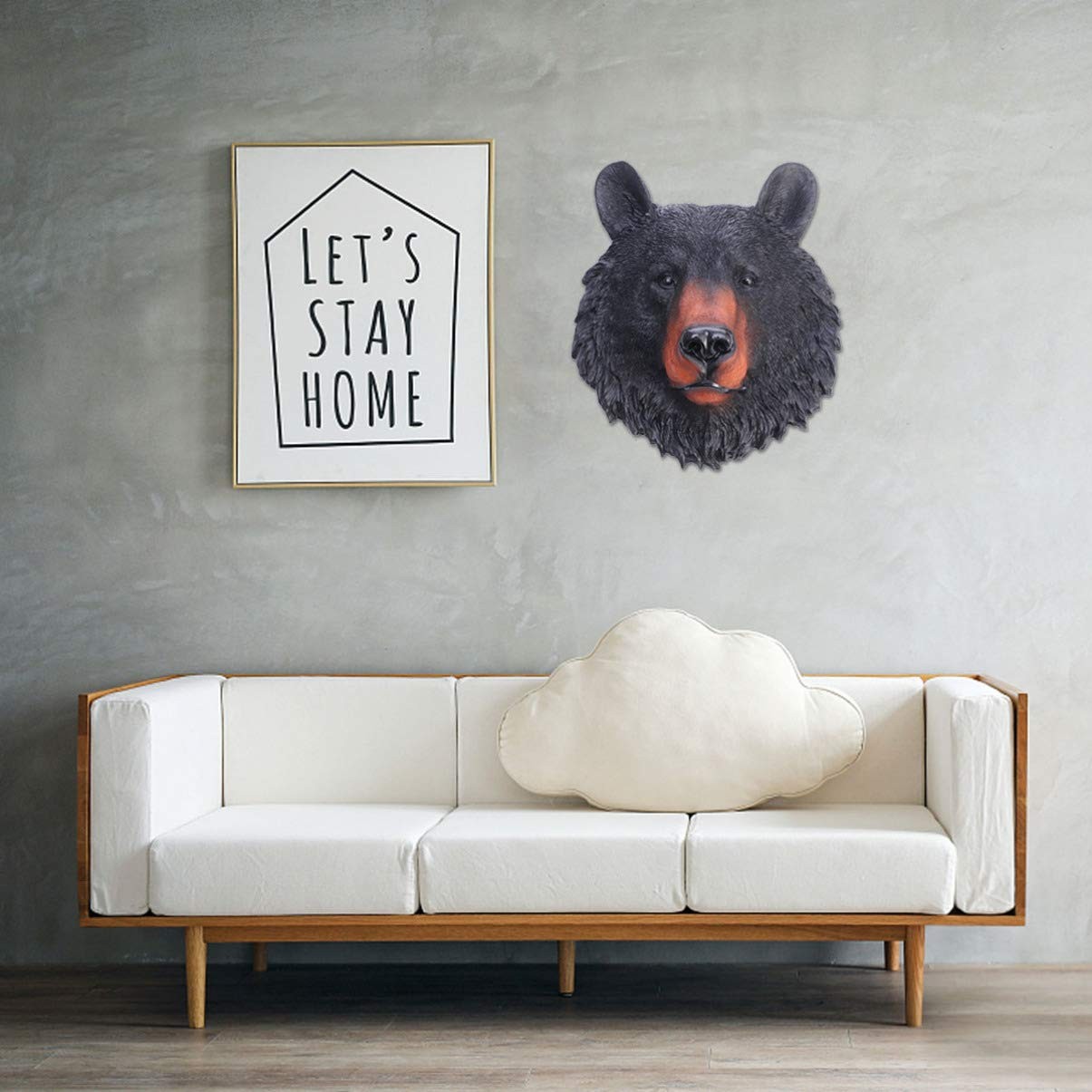 Animal Head Wall Art Resin Bear Head Plaque Wall Sculpture Bear Face Mini Bust W