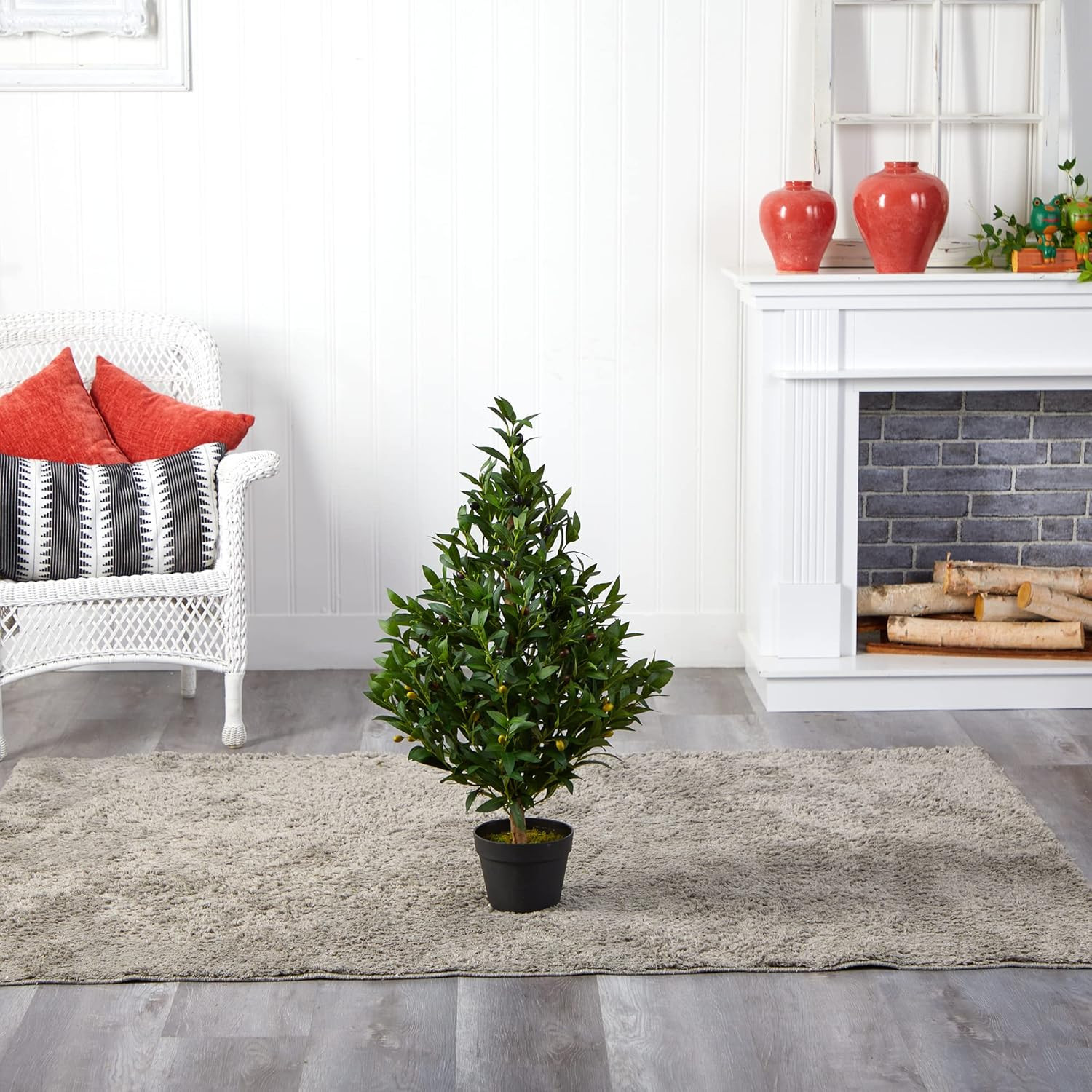 35-In. Olive Cone Topiary Artificial UV Resistant (Indoor/Outdoor) Silk Trees Gr