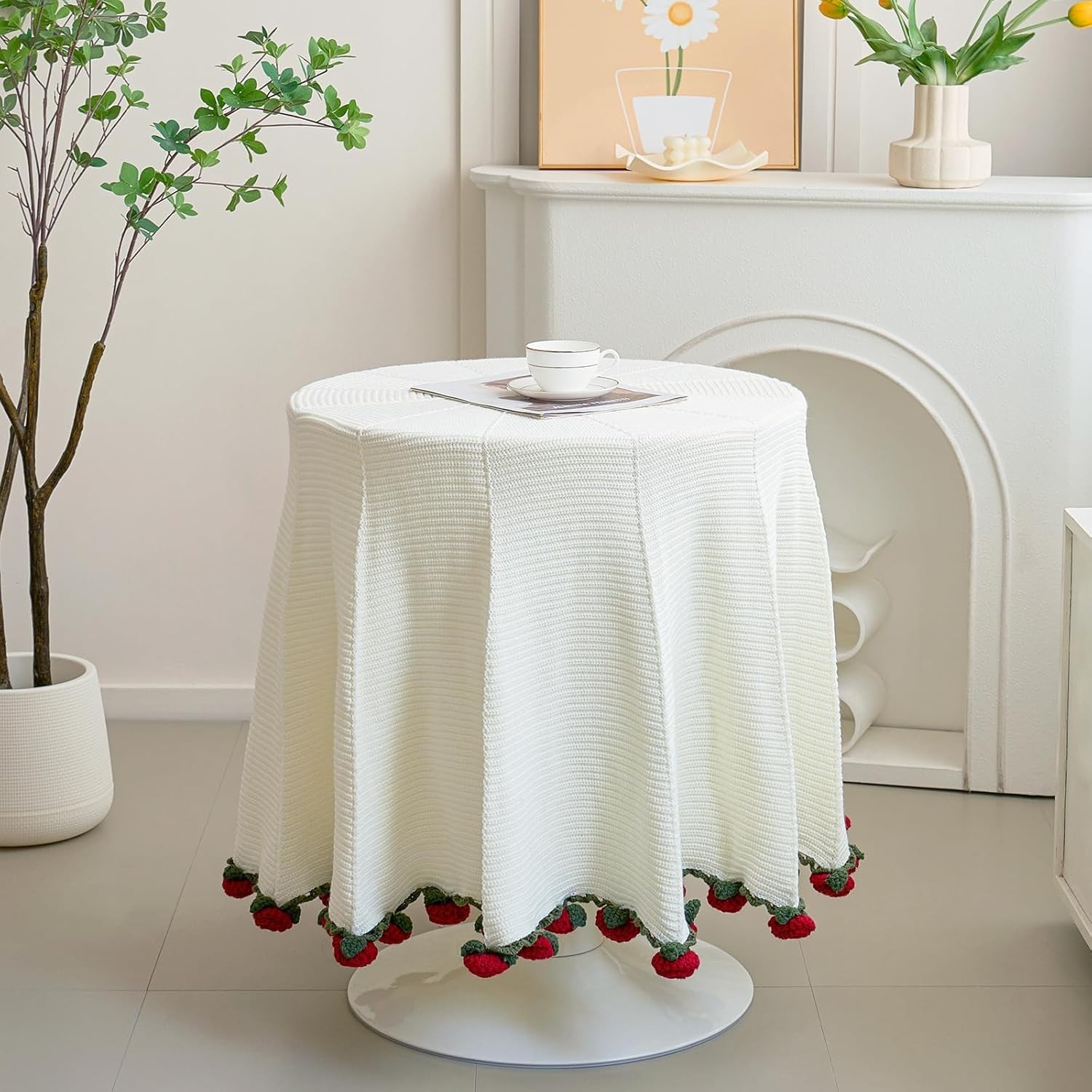 Crochet Flower 60inche Throw Blanket, Handmade Knitted Blanket with Rose Flowers