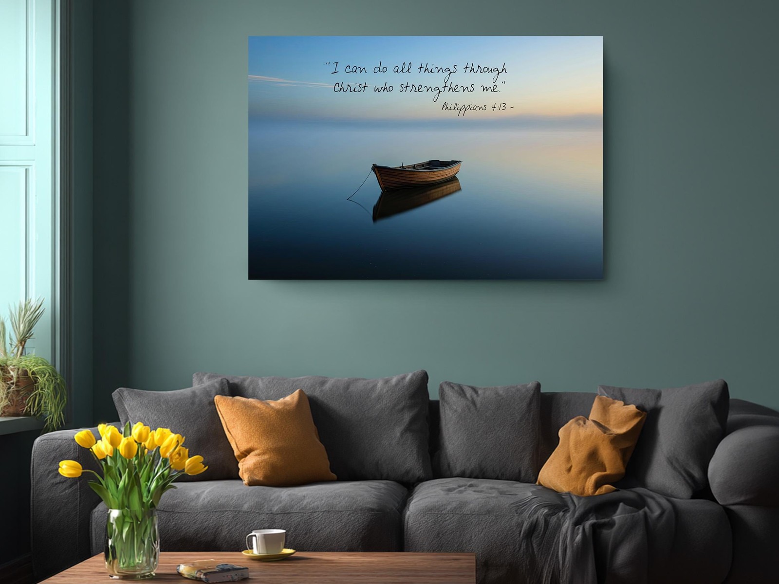 Christian Wall Art Philippians 413 Bible Verse Canvas Print Faith Decor