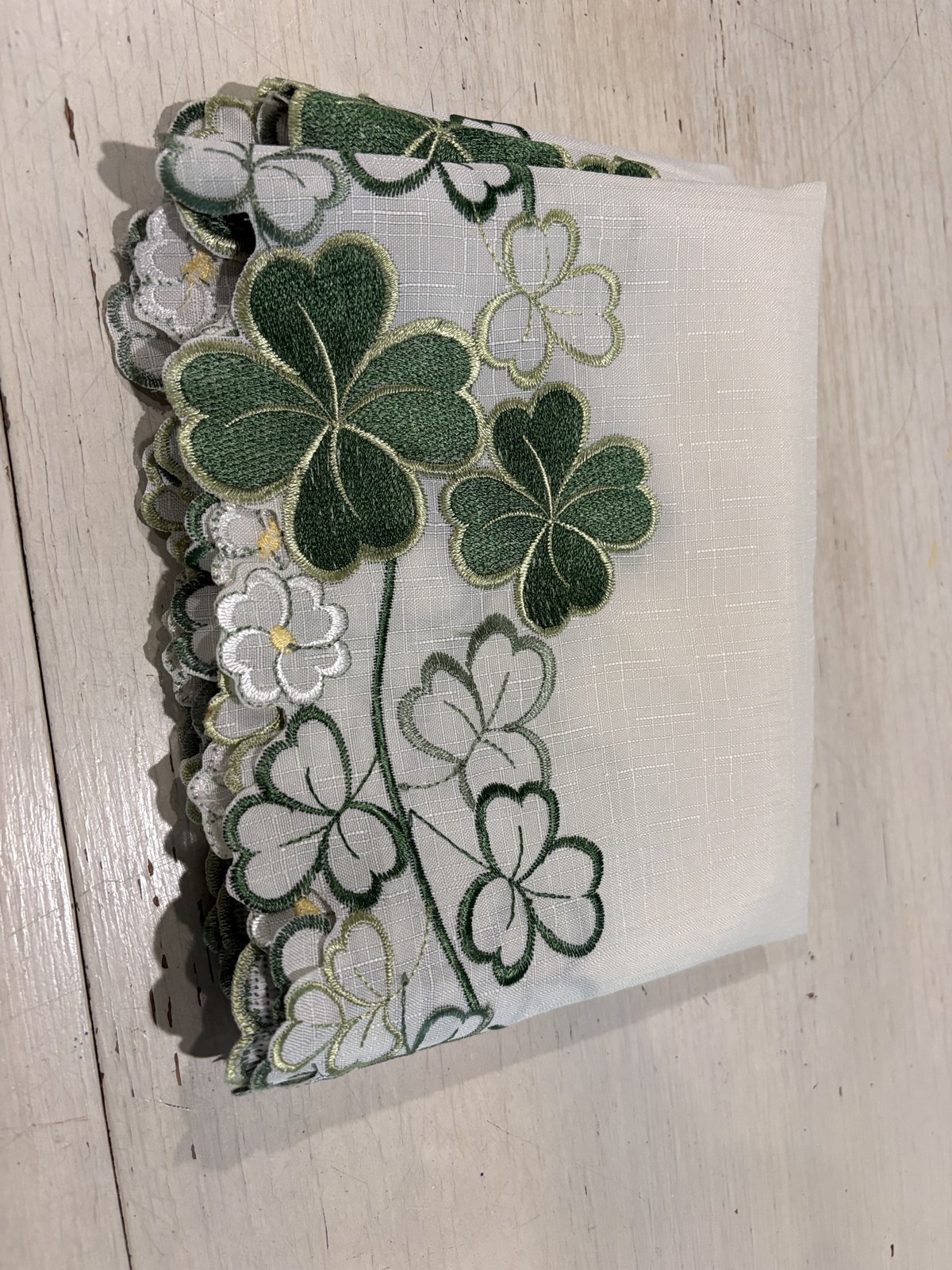 Ridgefield Home Table Runner Shamrock Embroidered Clover Decor 70in St Patrick’s