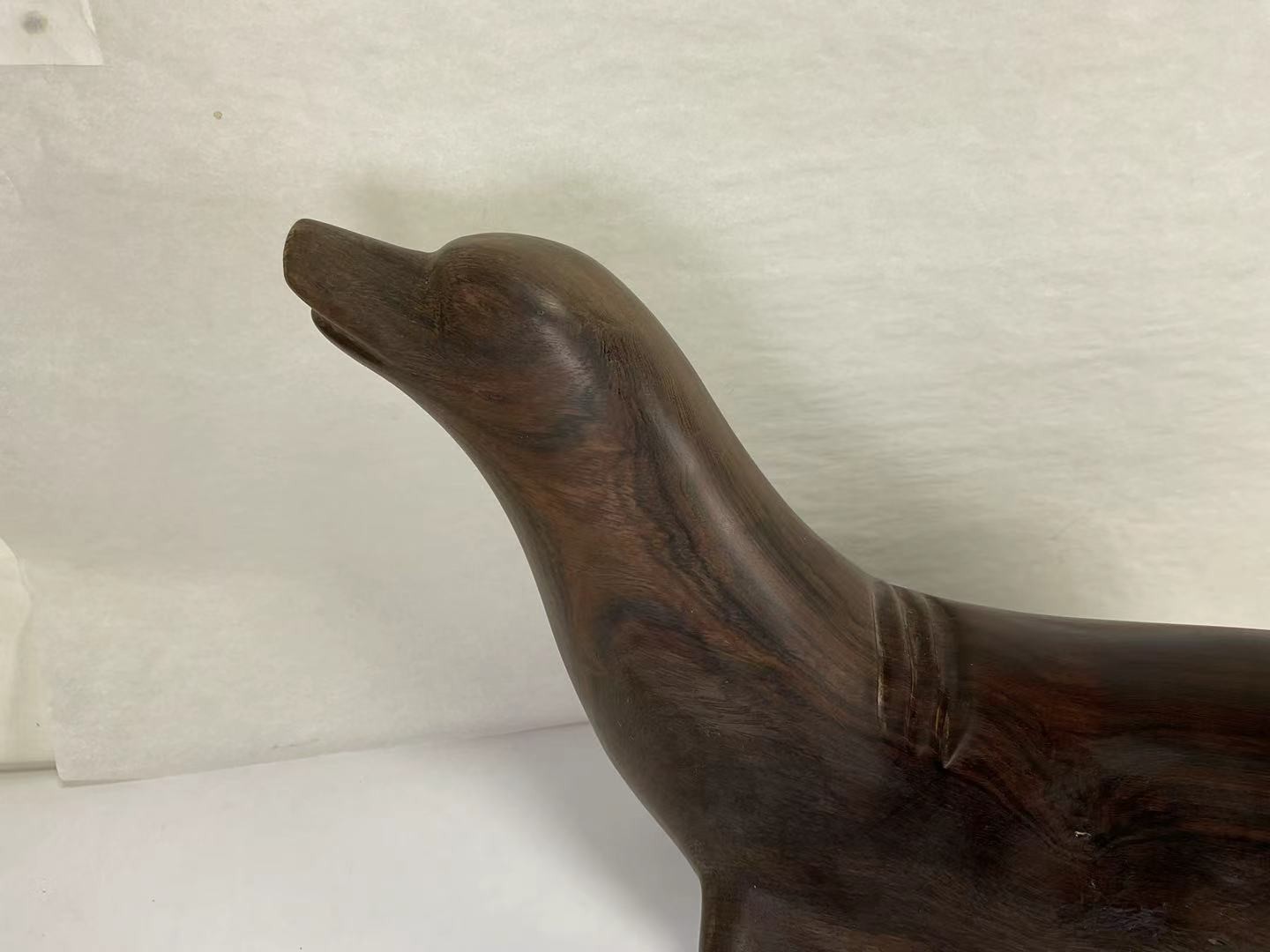 AAA77 Brown Wooden Large Hardwood Carving of a Sea Lion Home Decorative