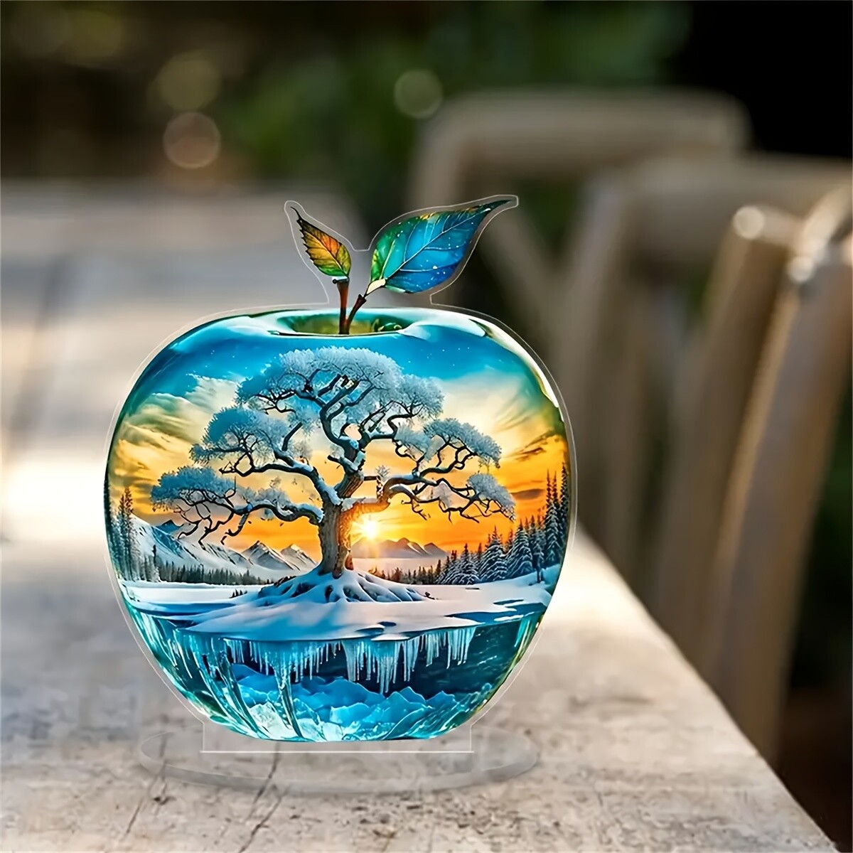Boho Sunset Apple Tree Acrylic Desktop Decoration 2D Flat Inspiration Theme