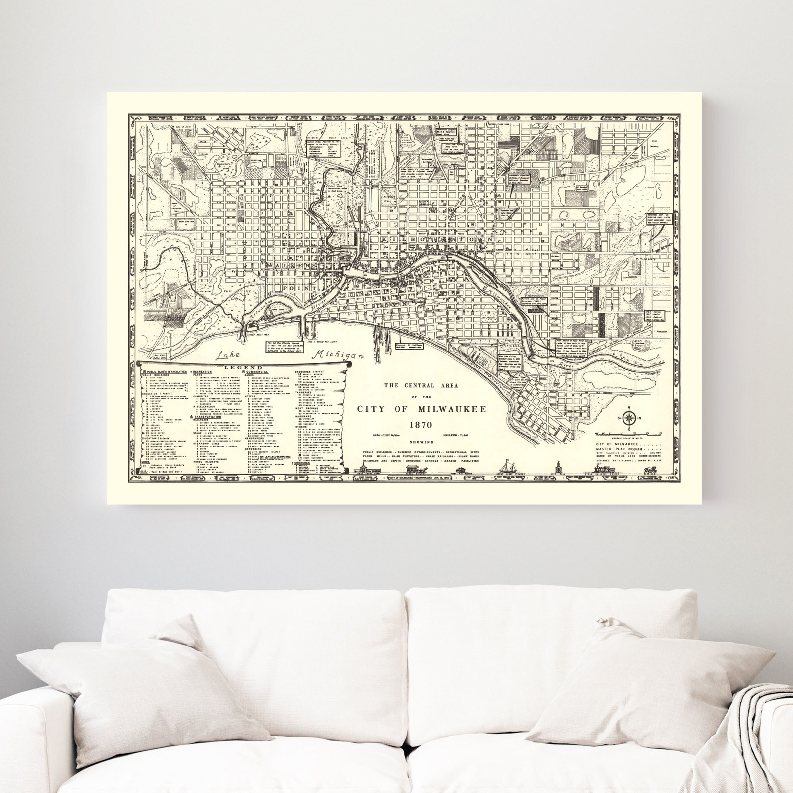 Old Map of Milwaukee, WI 1870 – Vintage Milwaukee Wisconsin
