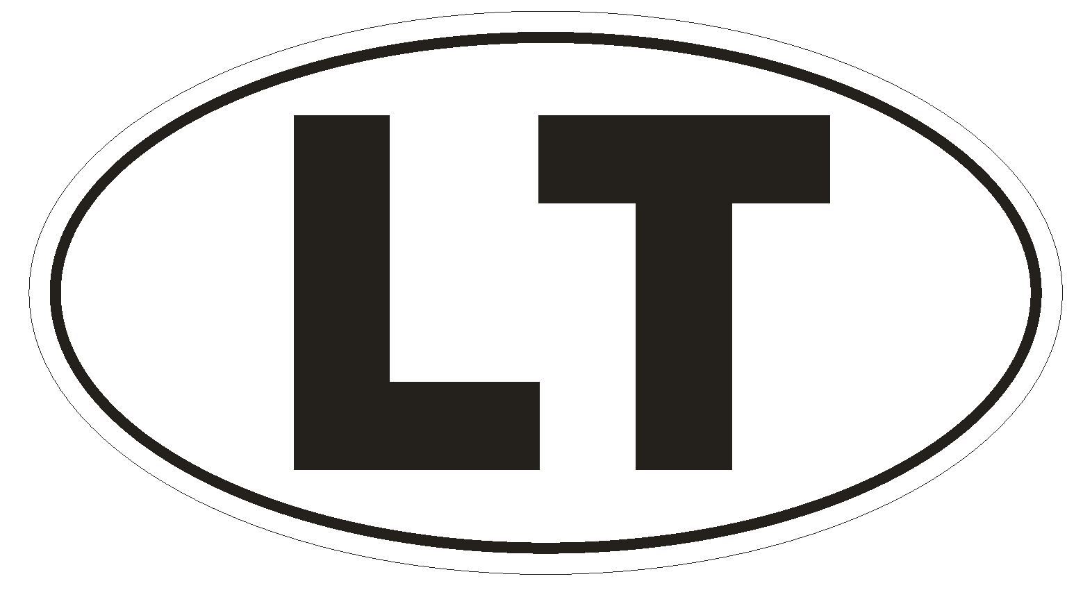 LT Lithuania Country Code Oval Bumper Sticker or Helmet Sticker D916