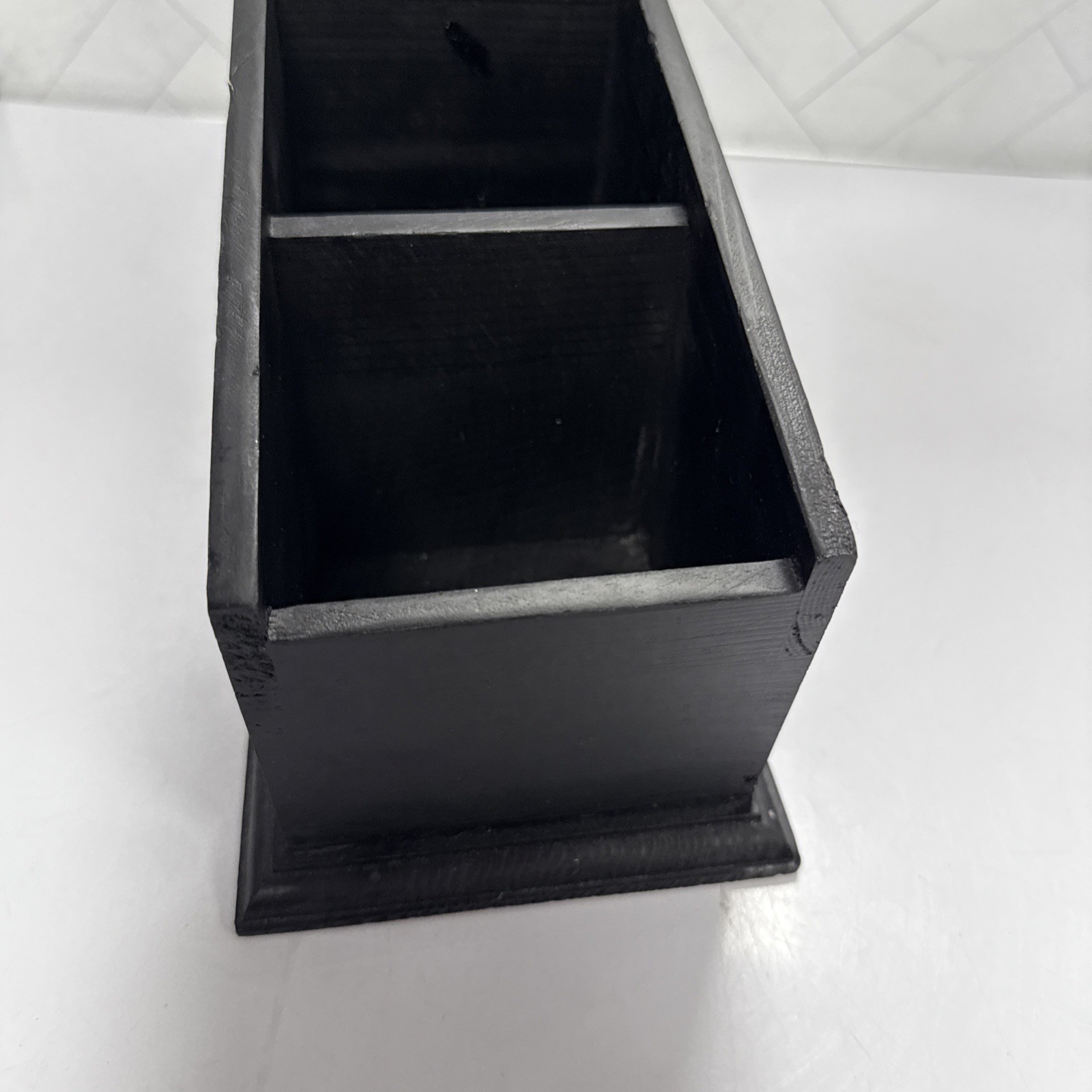 Black Wooden Coffin Display Remote Control Holder Shelf Free Standing Halloween