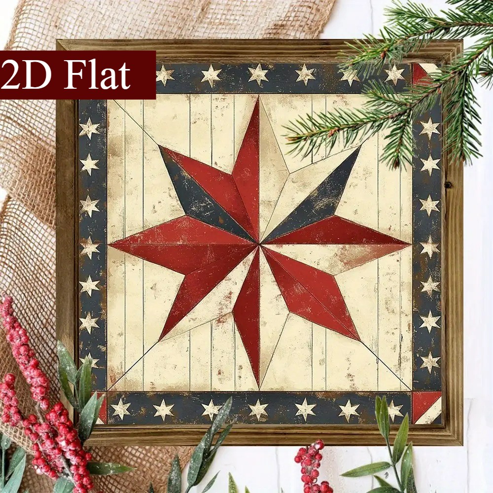 Patriotic Barn Star Quilt USA Wooden Plaque 4th Of July Rustic Farmhouse Decor