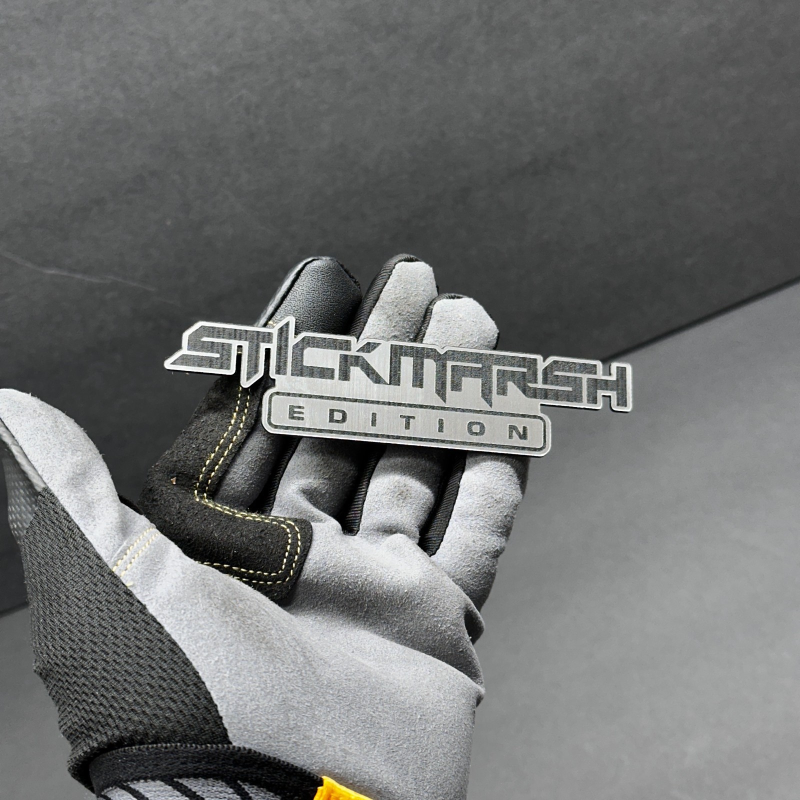 Car badge CUSTOM TEXT Emblem, Car emblem racing BRUSHED SILVER Text Name Logo