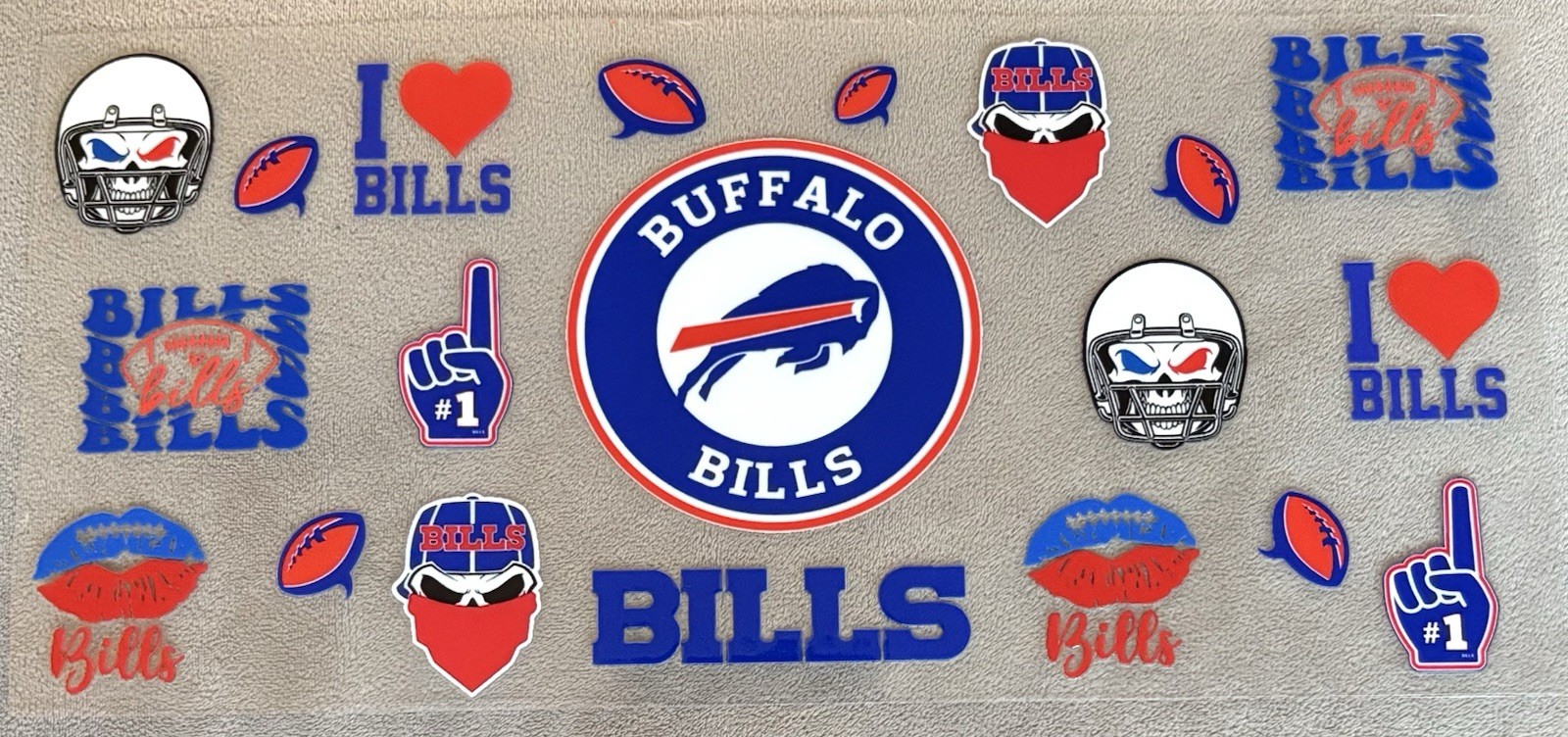 BUFFALO BILLS Football UV DTF Transfer Sticker Cup Wrap DIY Cups Glasses Bottles