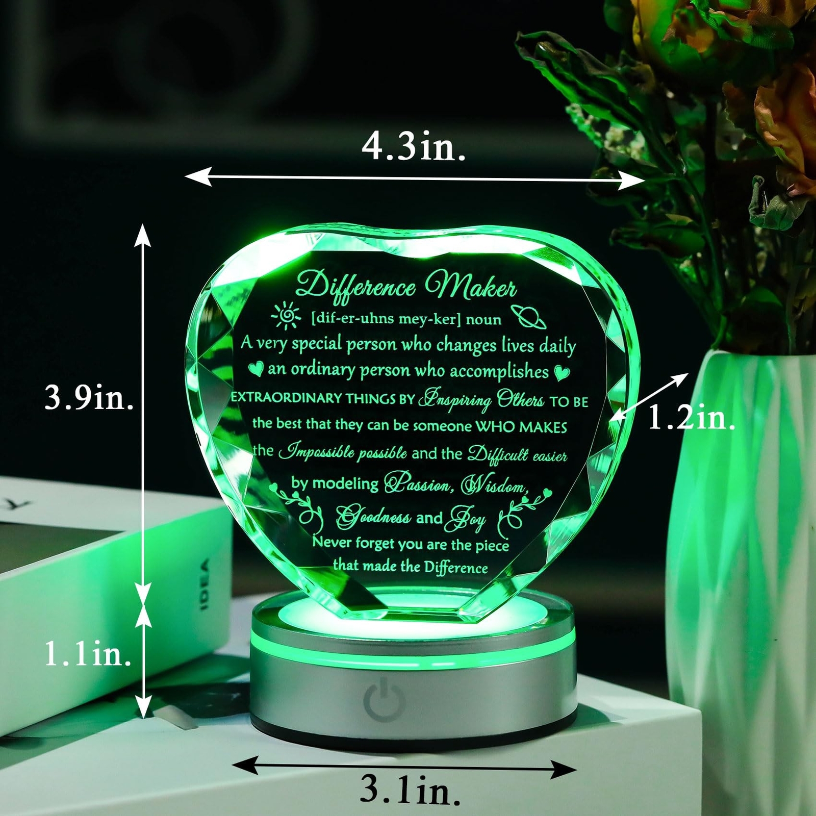 Enjinkail Difference Maker Crystal Plaque with LED Base – Unique Appreciation…