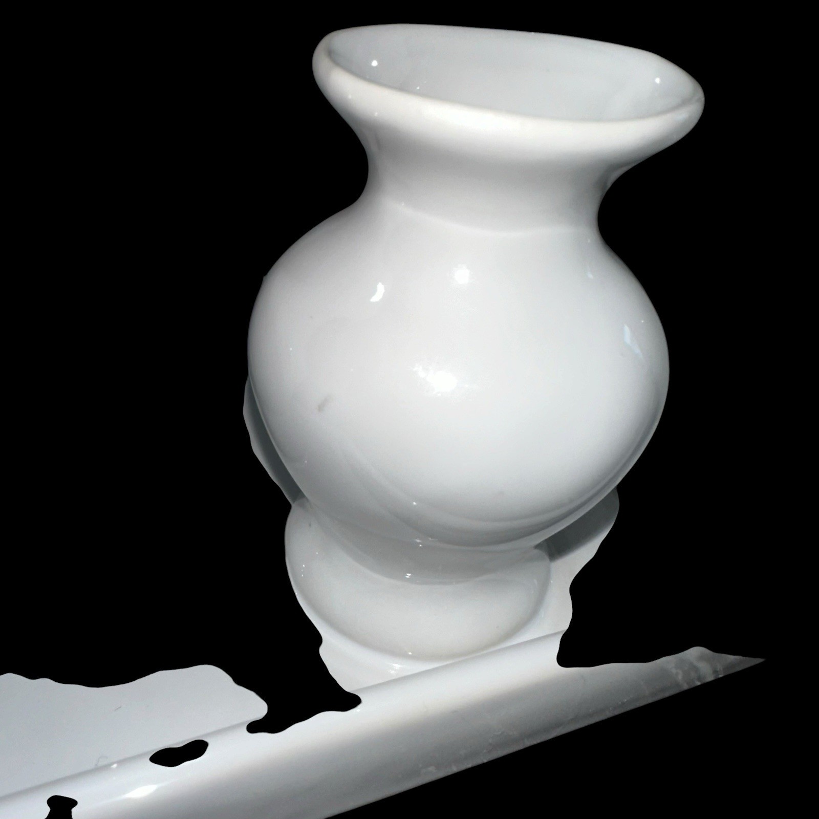 7 Bud Vases Attached Together On The Base, Ceramic Unique Art Deco White
