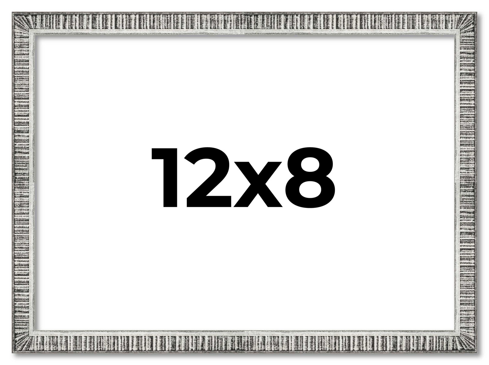 12×8 Frame Silver Grey Distressed Solid Wood Picture Frame | 0.75 Inch Moulding