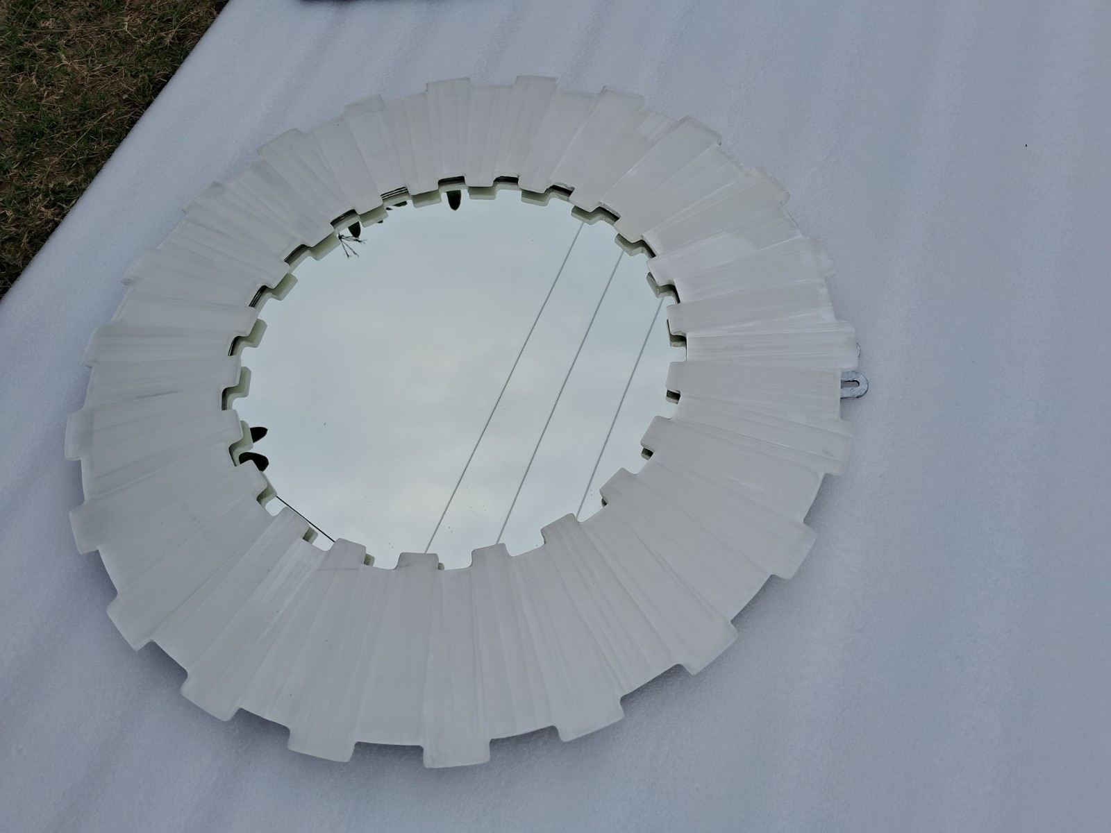 Selenite Gemstone Inlay Mirror – Handmade Natural Stone Wall Mirror Living Room