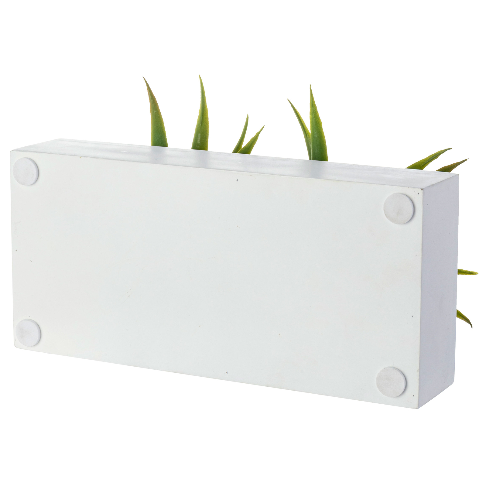 10 In Artificial Green Grass Plants in White Wood Centerpiece Decorative Planter