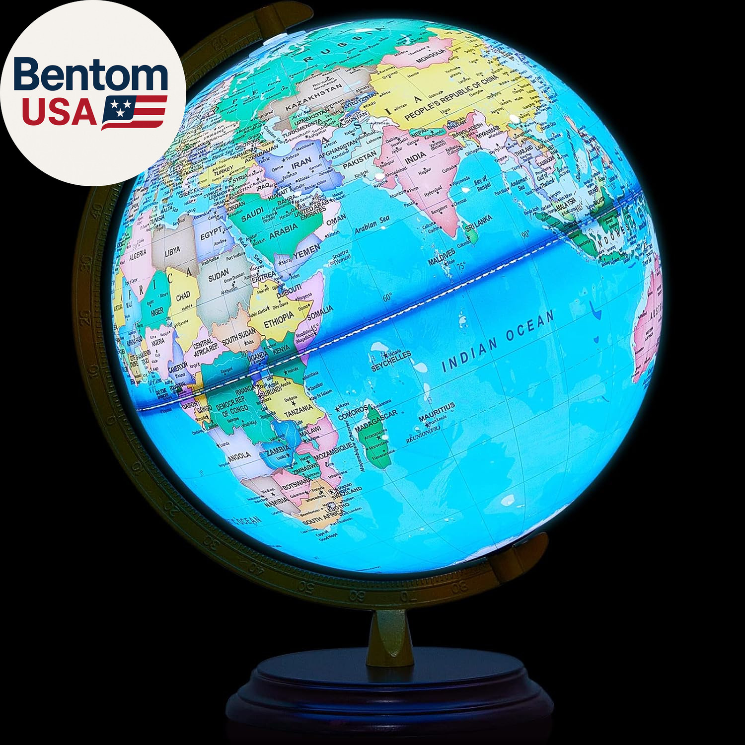 13” Illuminated World Globe for Adults 720°/360° Rotation Rewritable Light up G