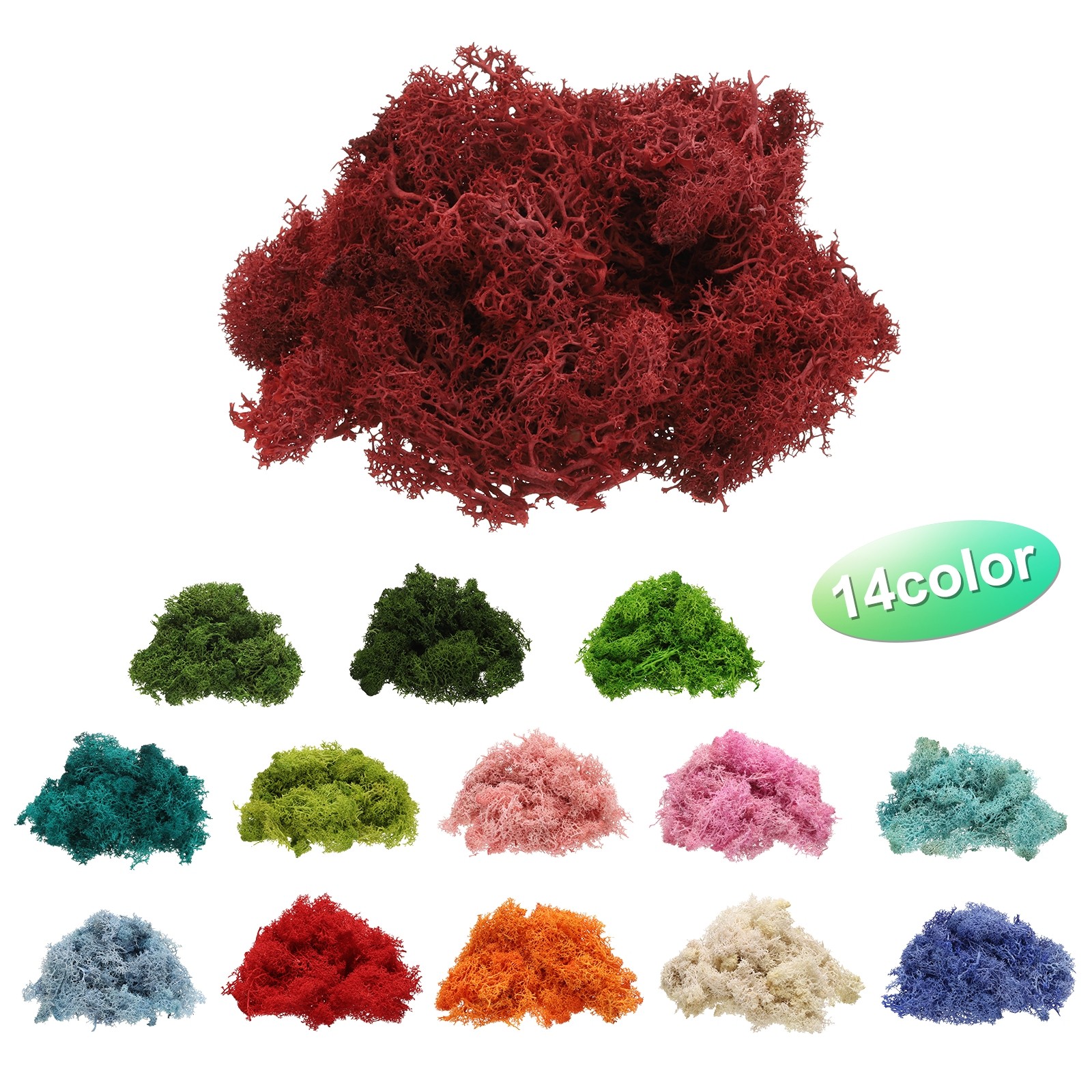 Preserved Reindeer Moss 4 OZ Fake Moss for Crafts Dark Red