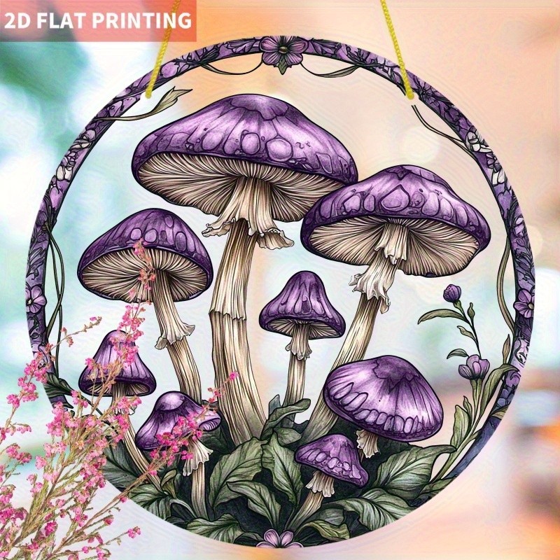Bohemian Purple Mushroom Sun Catcher Acrylic Decor Home Decor