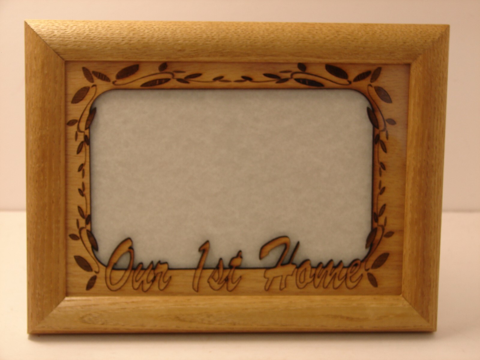 wood insert in a wood frame, “OUR 1st HOME” 5×7, NOS, holds a 4×6 photo