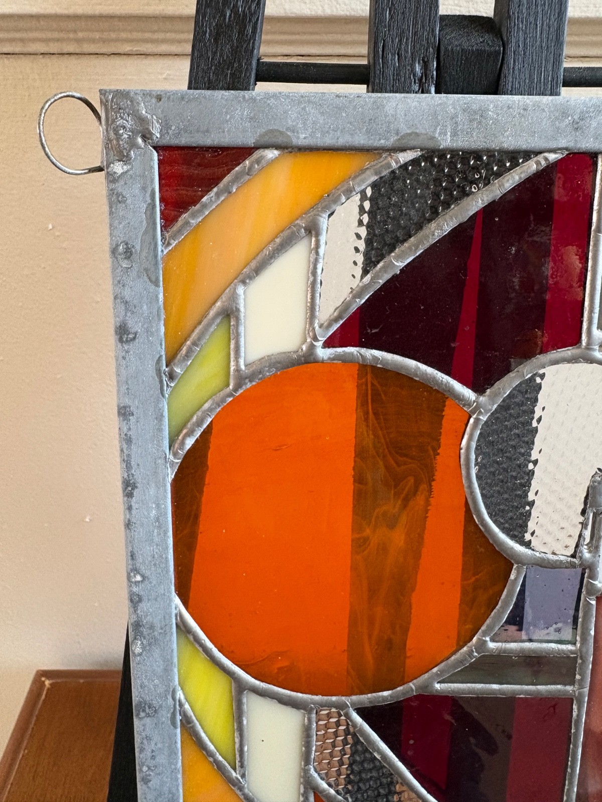 Vintage Hand Made Art Deco Abstract Stained Glass Sun Catcher | 8×10″