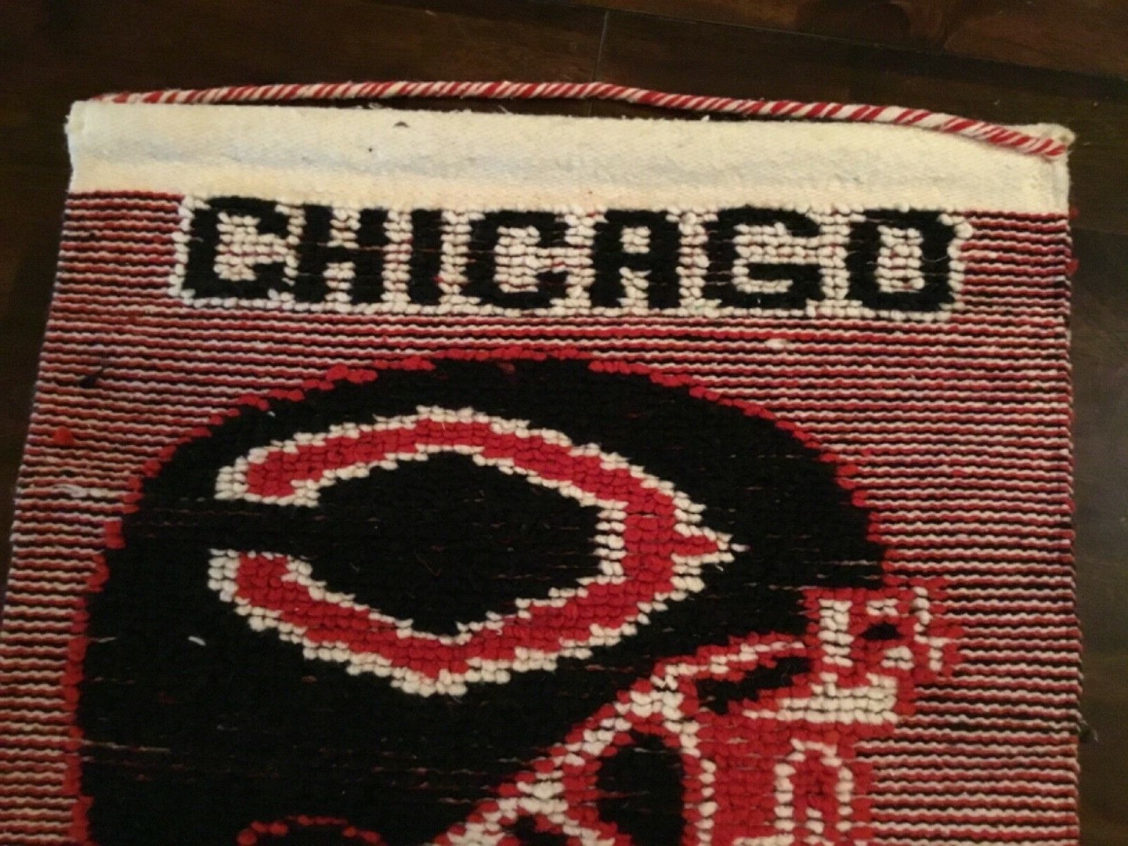 CHICAGO BEARS CUSTOM HANDMADE WOVEN WALL HANG TAPESTRY ( 21” x 33” ) AS IS