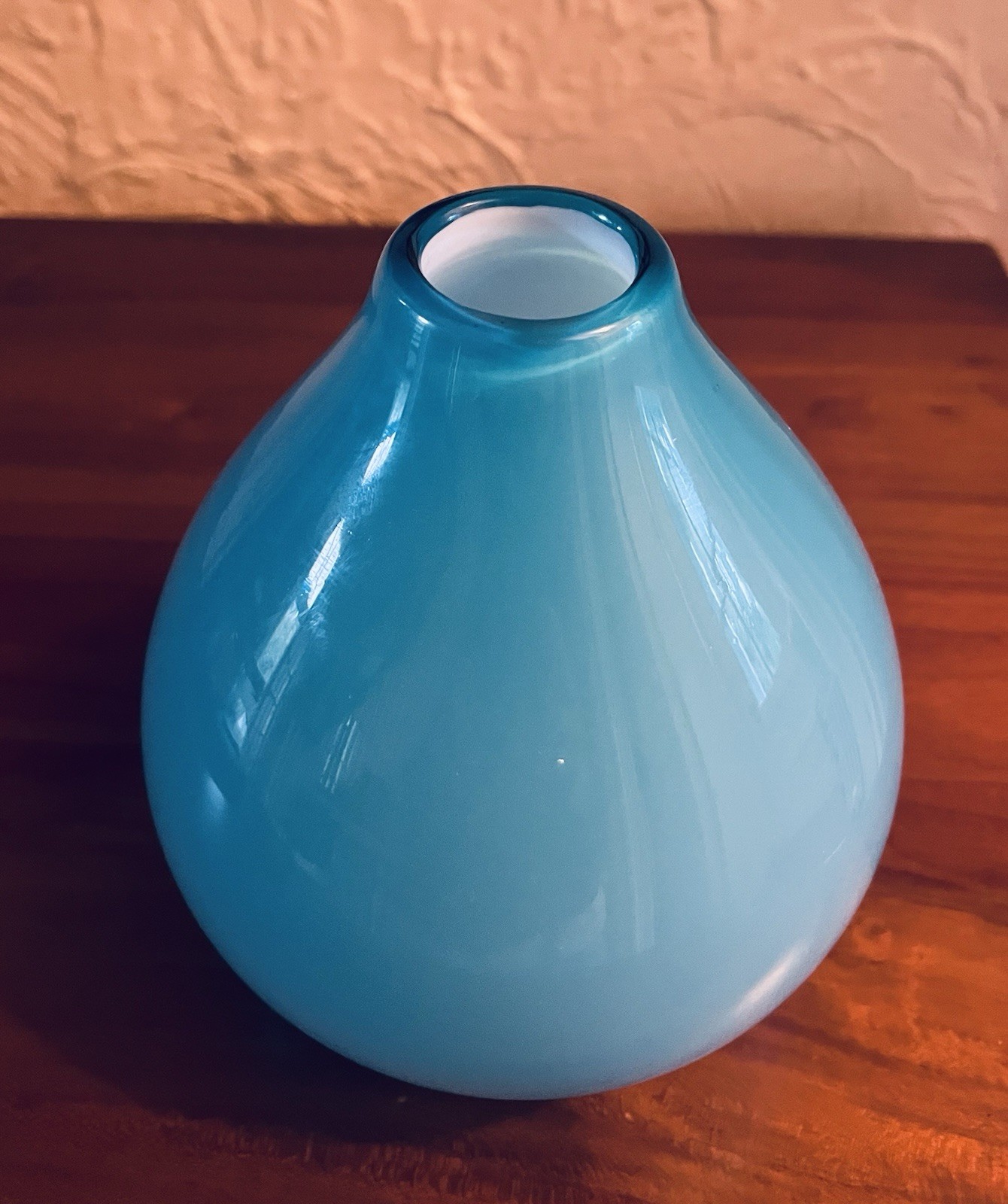 CRATE & BARREL Aqua Cayman Vase Blown Glass Tear Drop Turquoise Blue NWT