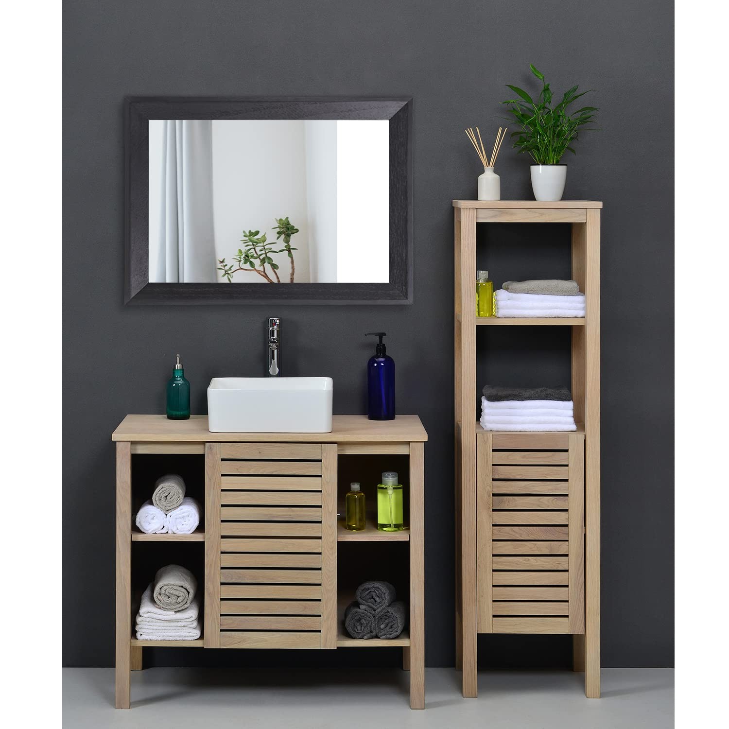 Black Rectangle Wood Framed Wall Mirror Large 20″x16″ Bedroom Bathroom Living