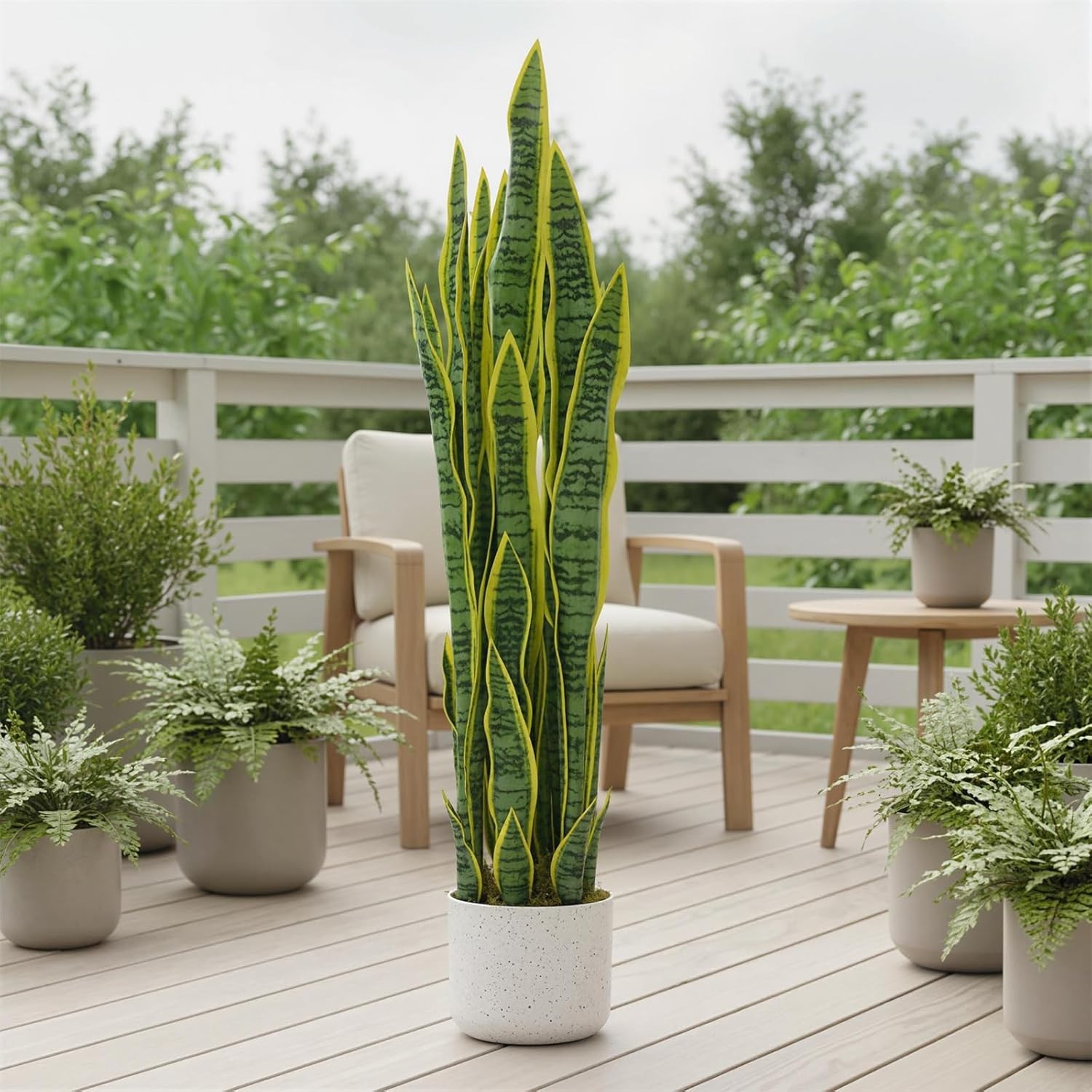 3FT Fake Snake Plant in Pot, No Assembly Required, for Home Indoor Outdoor Decor
