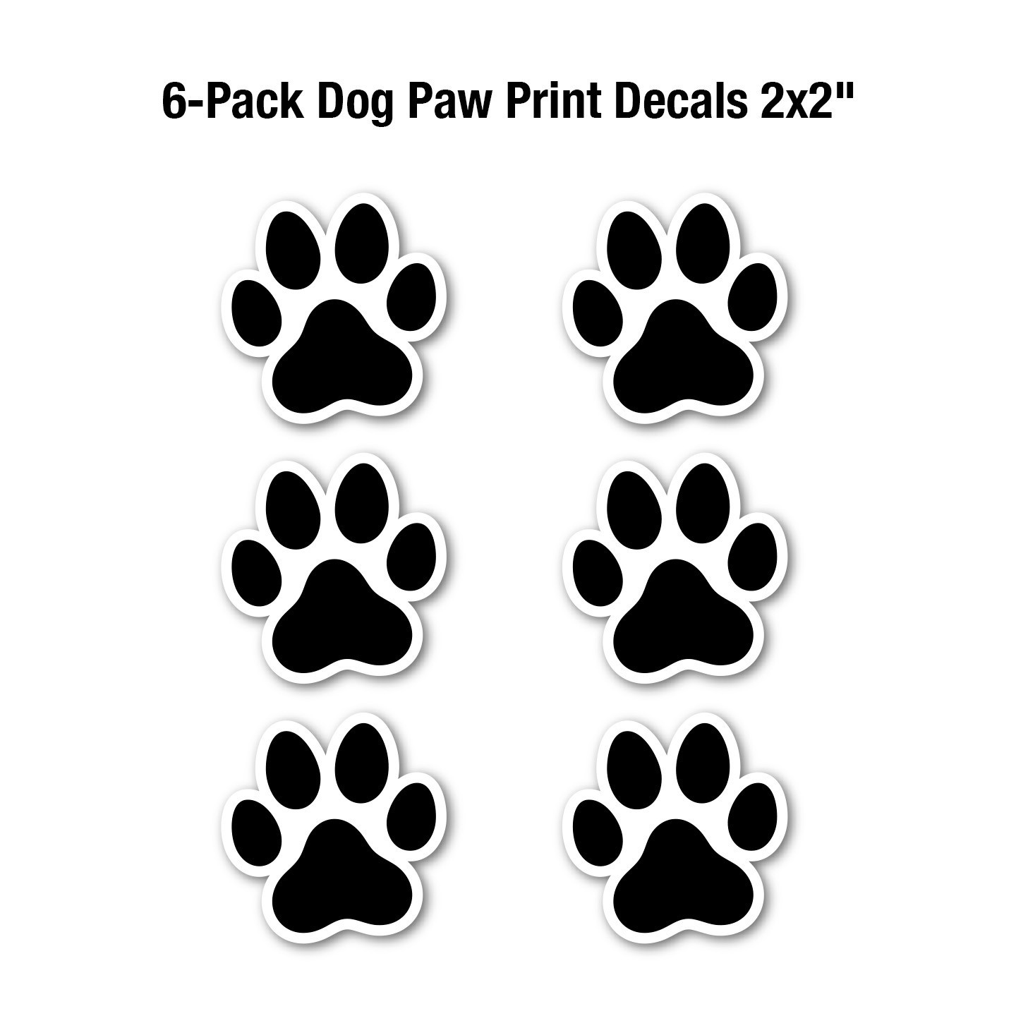 6-Pack Dog Paw Print Decals 2×2″ Small Puppy Paws Vinyl Stickers – Free Shipping