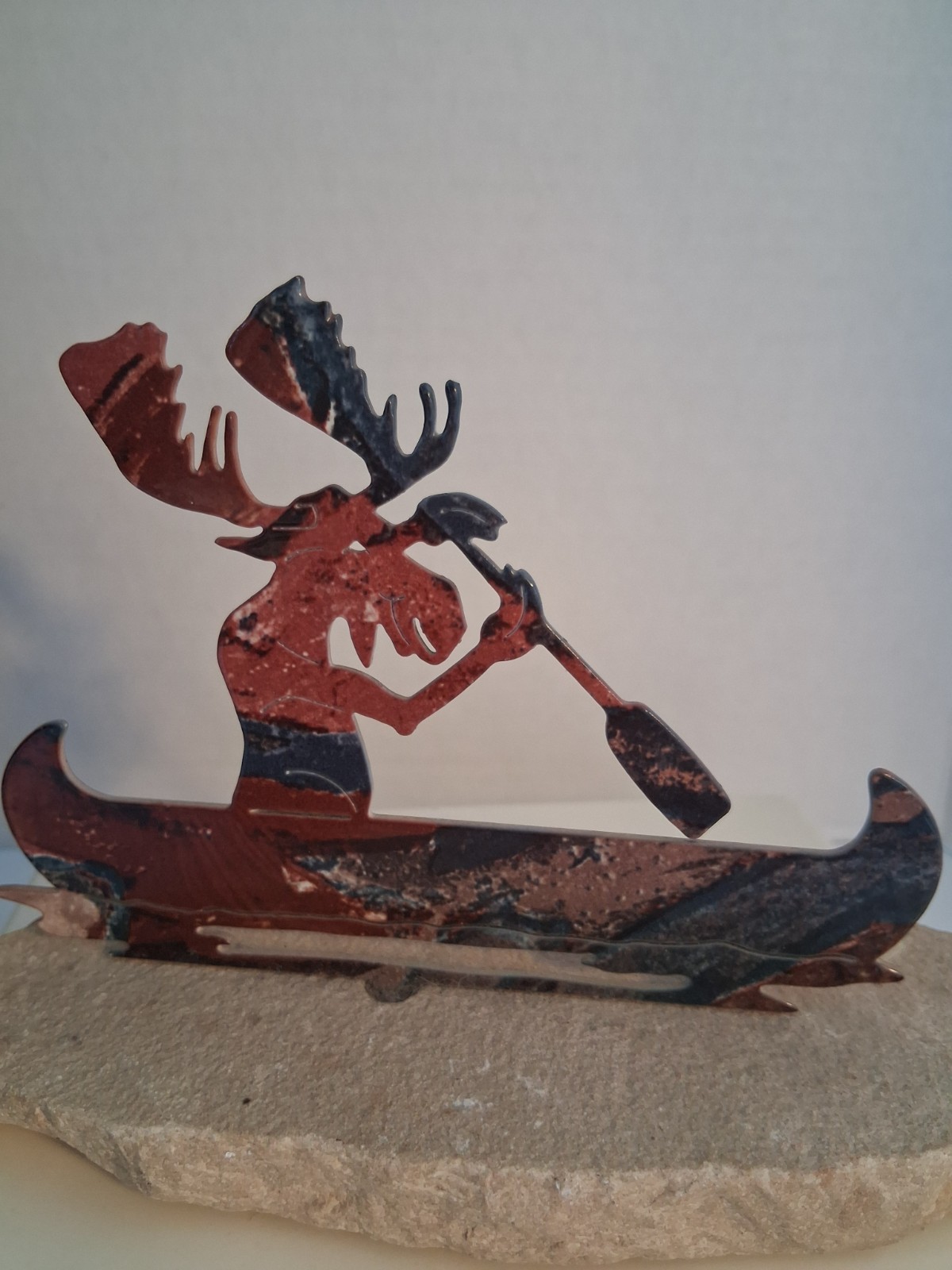 Rustic Moose Decorative Set; 3 Pcs! Figure; Sign & Small Metal Art Sculpture