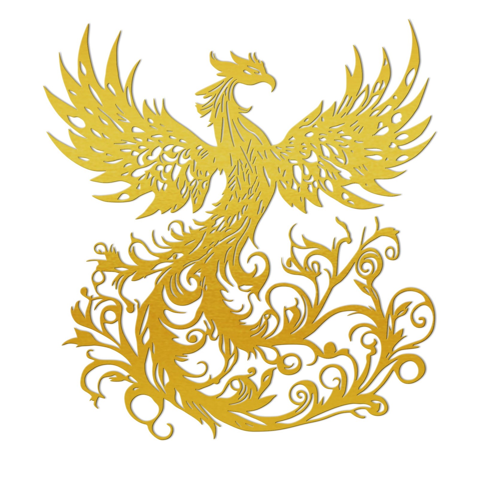 Gold Phoenix Wall Art Metal Rising Statue Living Room Decor 12×11 Inch