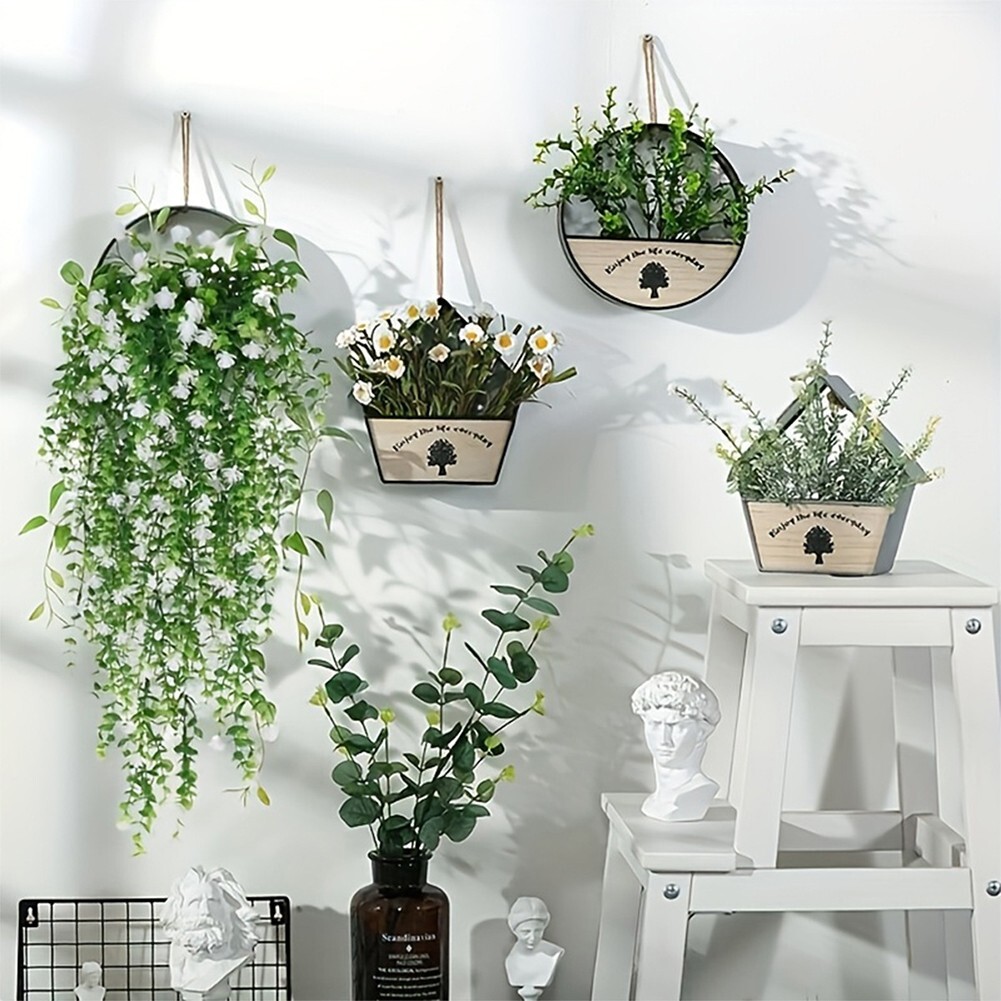 8pc Artificial Hanging Plant Fake Eucalyptus Leaf Vine Home Garden Outdoor Decor