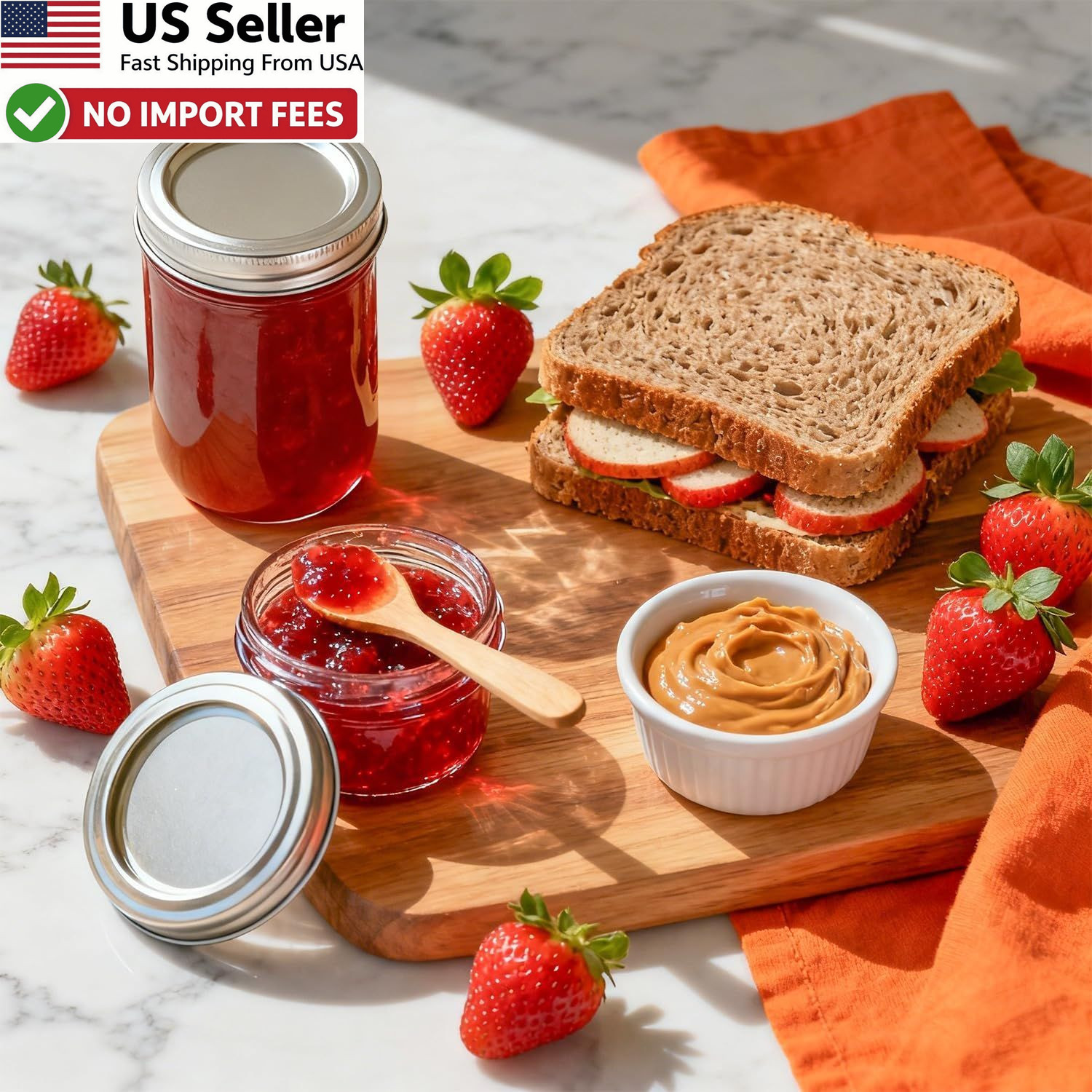 ComSaf Mini Mason Jars 4oz 8 Pack Regular Mouth Small Glass Canning Jar FROM USA