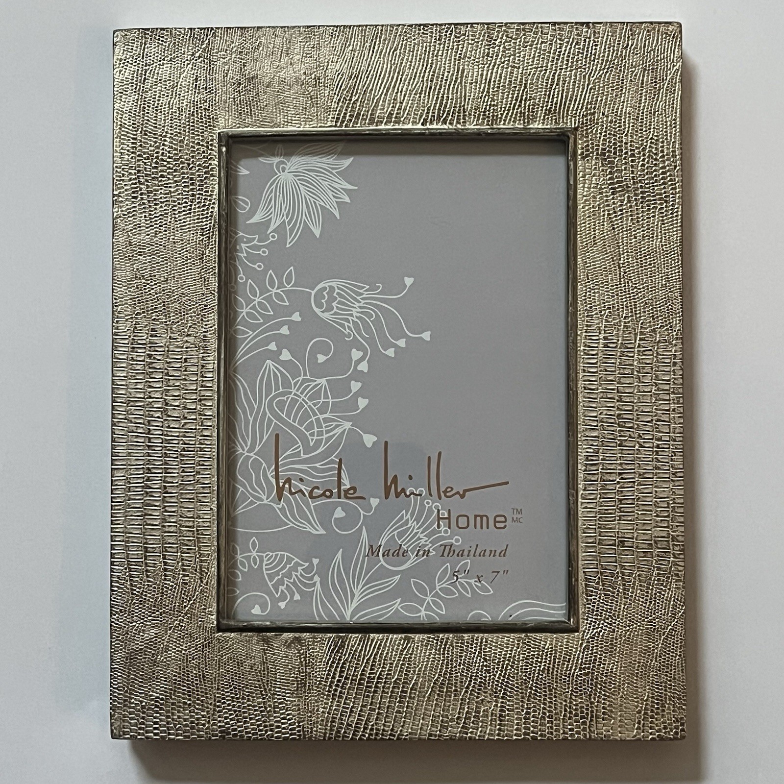 Nicole Miller Home 5×7 Photo Picture Frame GOLD Tone Textured Distressed NEW BN