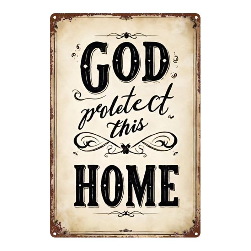 Farmhouse Metal Sign religious home blessing theme living room counter decor