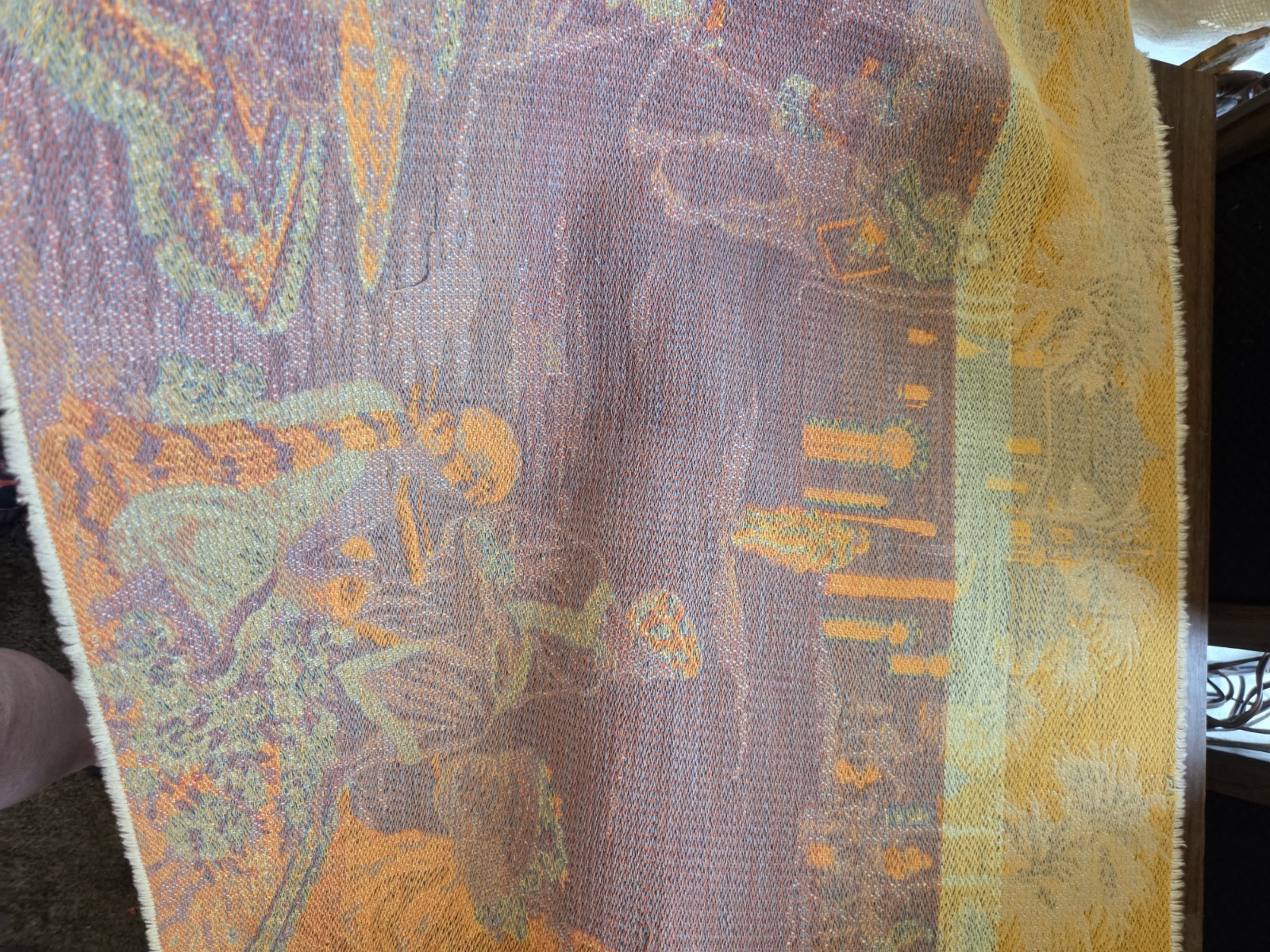 Woven Belgian Wall Tapestry Arabian Market Street Scene 57″x20″ Vintage