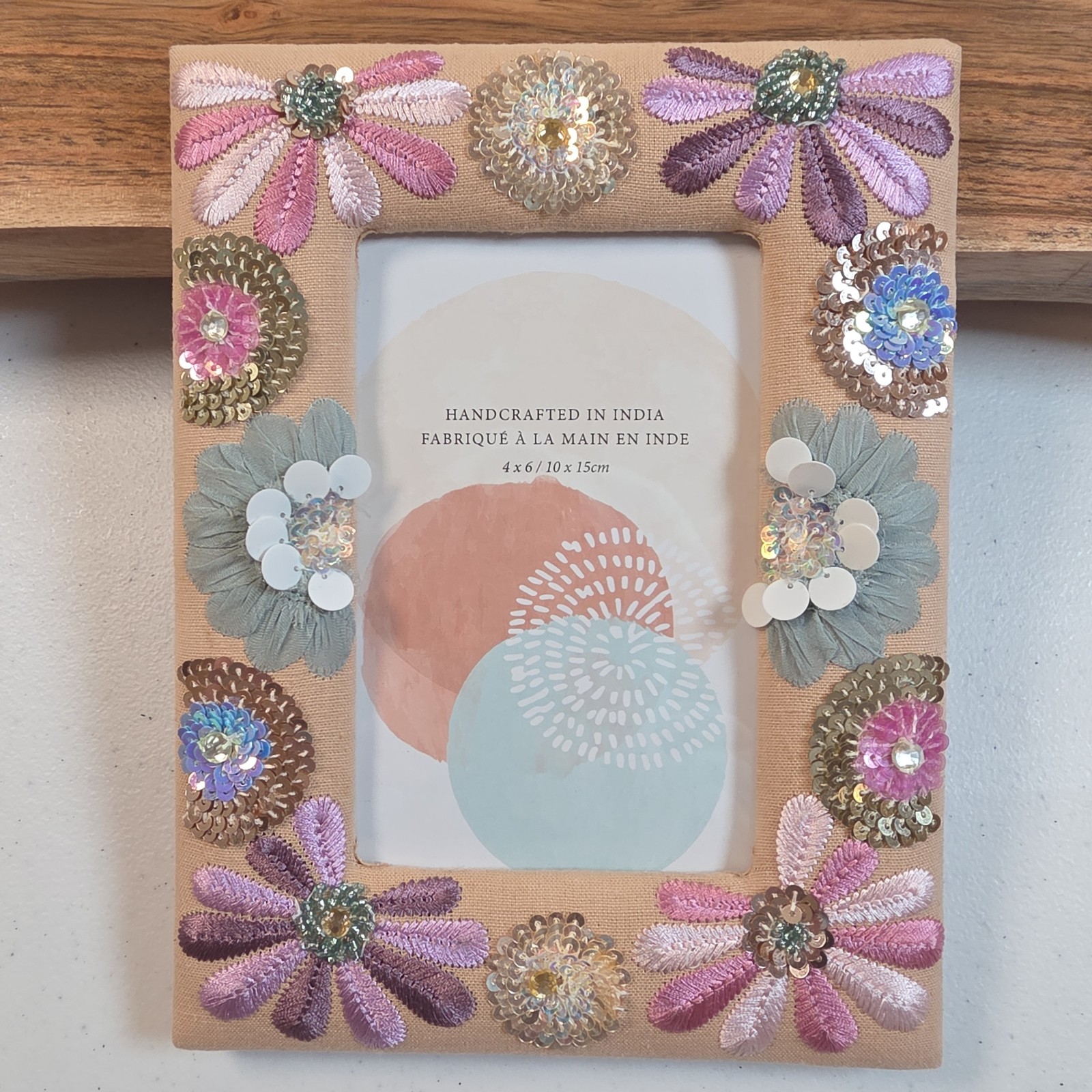 Fabric Made In India Embroidered Picture Frame 4×6 Summer, Beach, Spring